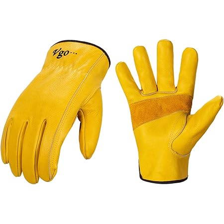 Vgo 3 Pairs Unlined Cow Grain Leather Work And Driver Gloves With Cow Split Leather Palm Patch Size Xl Gold Ca9590 
