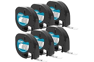 DYMO Authentic LT 1/2" Black on White Labeling Tape - 6-Pack