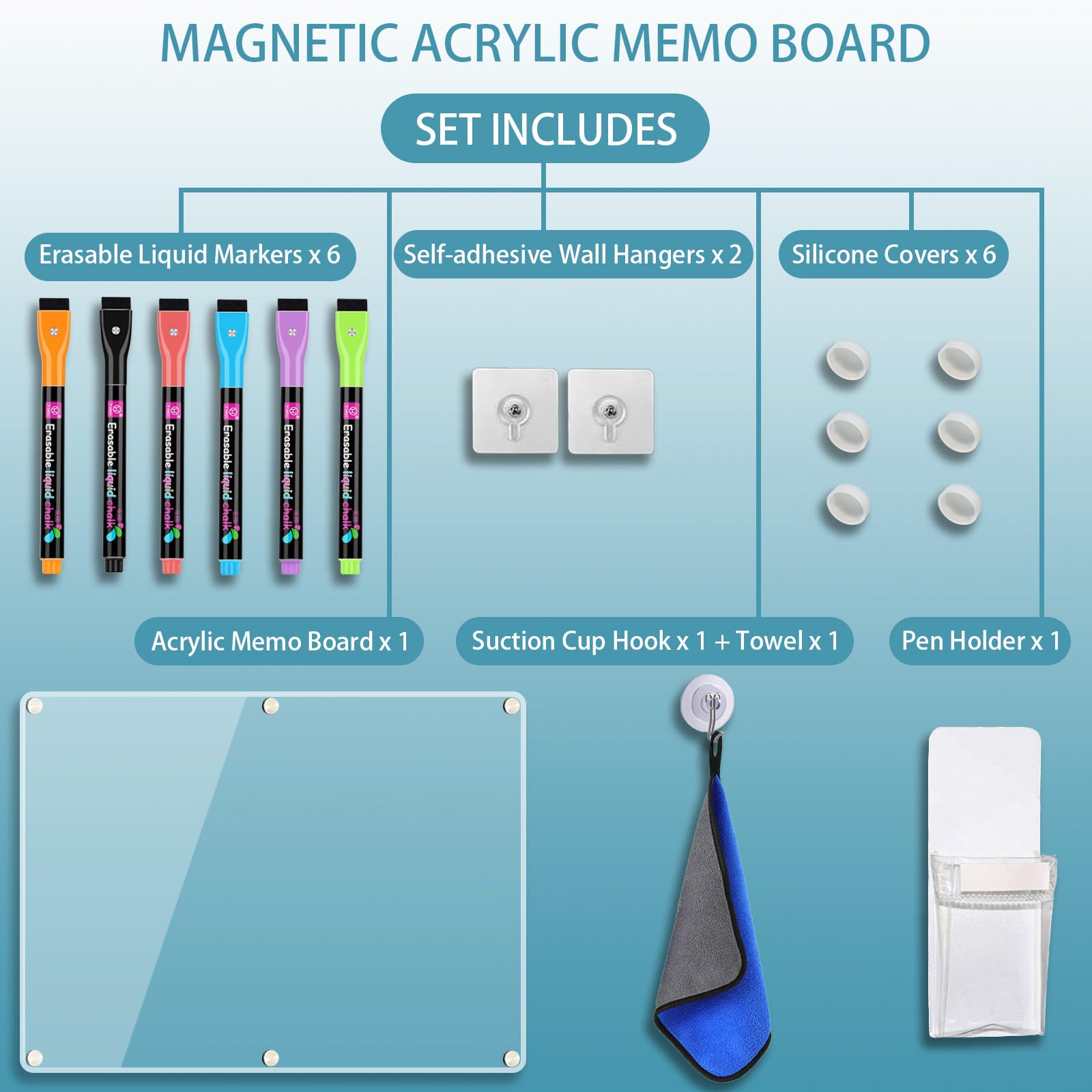 LISSCHANN Acrylic Magnetic Memo Board for Fridge, 16