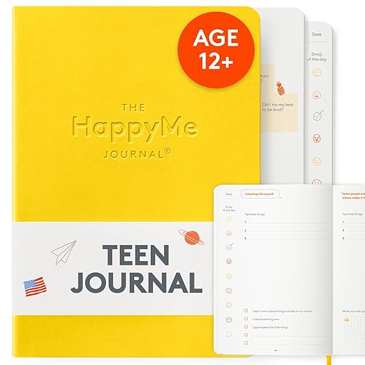 HappyMe Teen Journal - Guided Wellness Journal for Teens: Promote Happiness, Foster Mindfulness - Teen Girl or Boy Gift Diary Notebook for Positive Habits, Self-Discovery (Yellow)