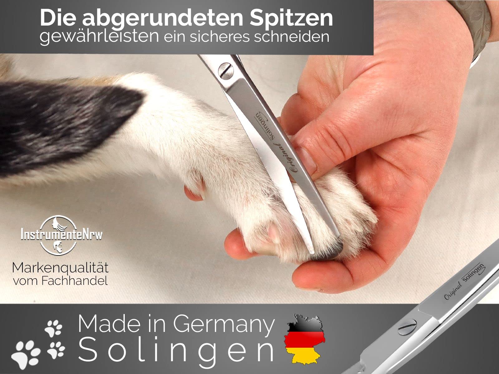 Solinger Fellschere Hundeschere Made in Germany Haarschere gebogen mit einseitiger Mikroverzahnung aus Rostfreiem Edelstahl Hundehaarschere für die Fellpflege bei Hunden, Katzen, Haustieren (8 Zoll)