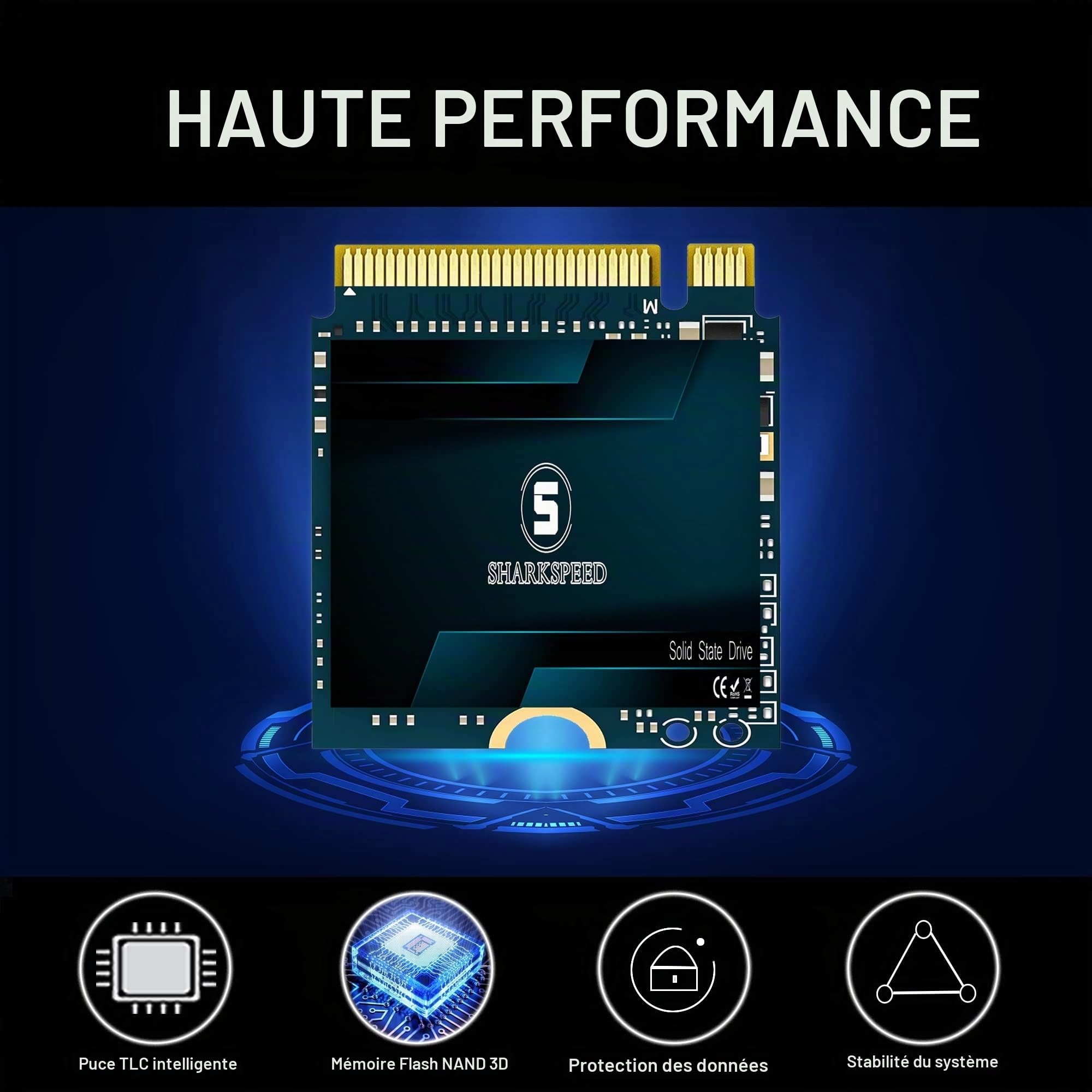 Disque SSD M.2 2230 2To 30mm NVME PCIe Gen4.0x4 pour Steam Deck, Surface Pro7/Pro8/Pro9/Pro10/Laptop Go/ProX/Laptop3/Laptop4, ROG Ally, GPD, Ultrabook, Ordinateur Portable