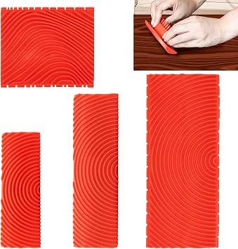 4 Pcs Wood Grain Tool Texture Pattern Wood Grain Painting Tool with Handle Rubber Wood Grain Roller Natural Woodgrain Maker for DIY Wall Room Art Decoration