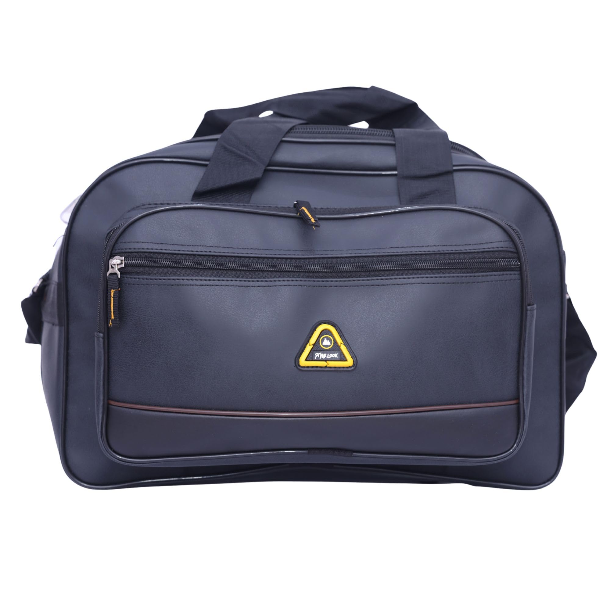 Multipurpose Handmade Large Capacity Synthetic Leather Duffle Bag with Shoulder Strap & Zipper Closure (Black)-image-15