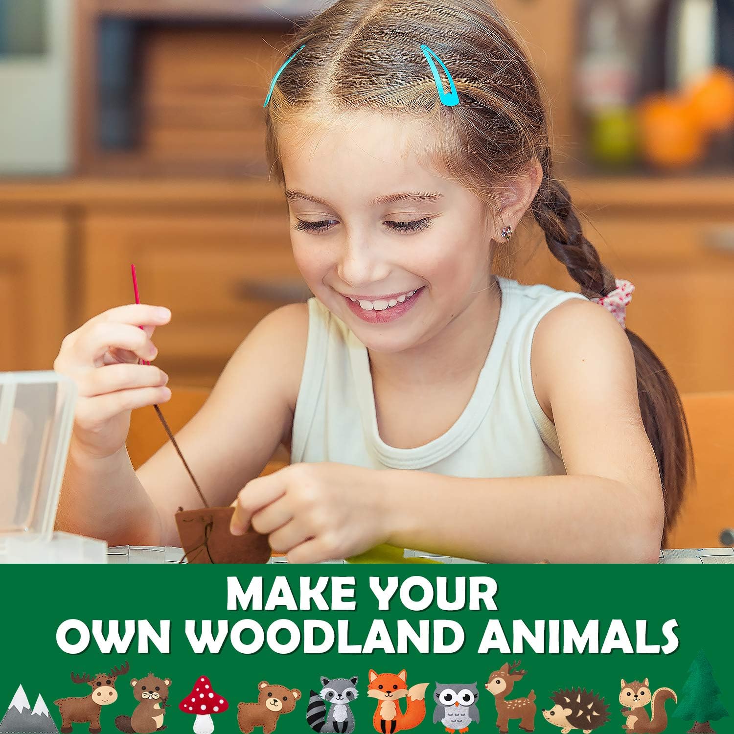 CiyvoLyeen Woodland Animals Craft Kit Forest Creatures DIY Sewing Felt Plush Animals for Kids Beginners Educational Sewing Set Girls and Boys Art Craft Kits : Toys & Games