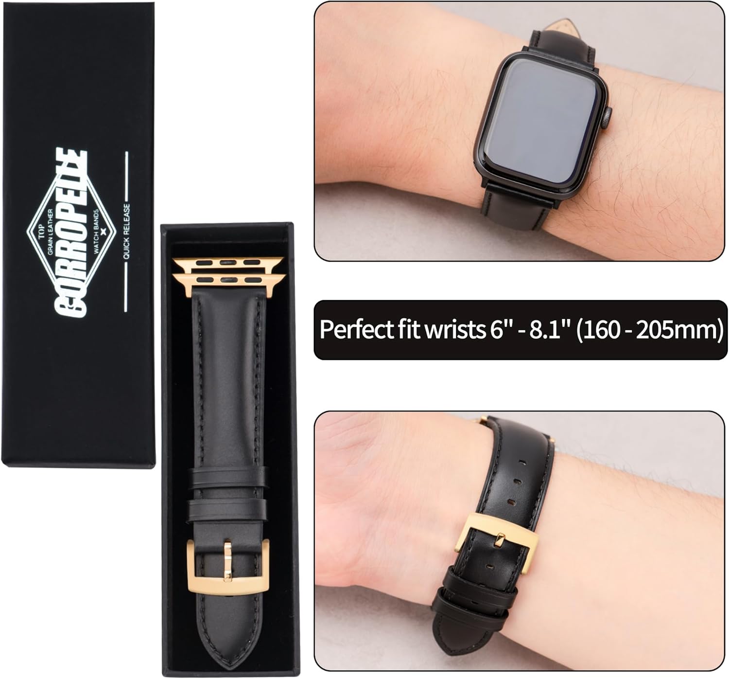 Leather Watch Bands Compatible with Apple Watch 49mm 46mm 45mm 44mm 42mm 41mm 40mm 38mm, Top Grain Leather Replacement Straps for iWatch Series 11 10 9 8 7 6 5 4 3 2 1 SE3/2/1 Ultra3/2/1
