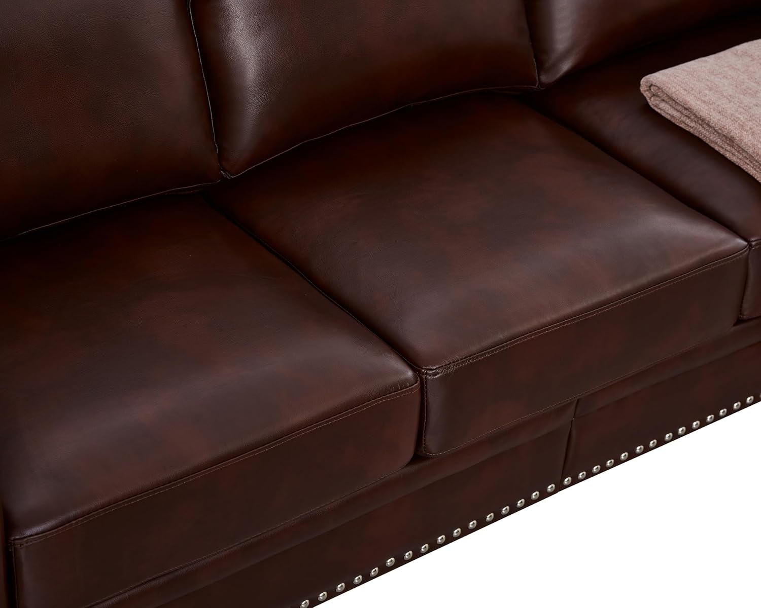 Faux Leather Sofa Set of 2: Love Seat +3 Seat Couch Underseat Storage Classic Sofa Elegance Rolled Armrests Nailhead Trim Wood Legs Classic Living Room Accent 2+3 Seat-Burgundy