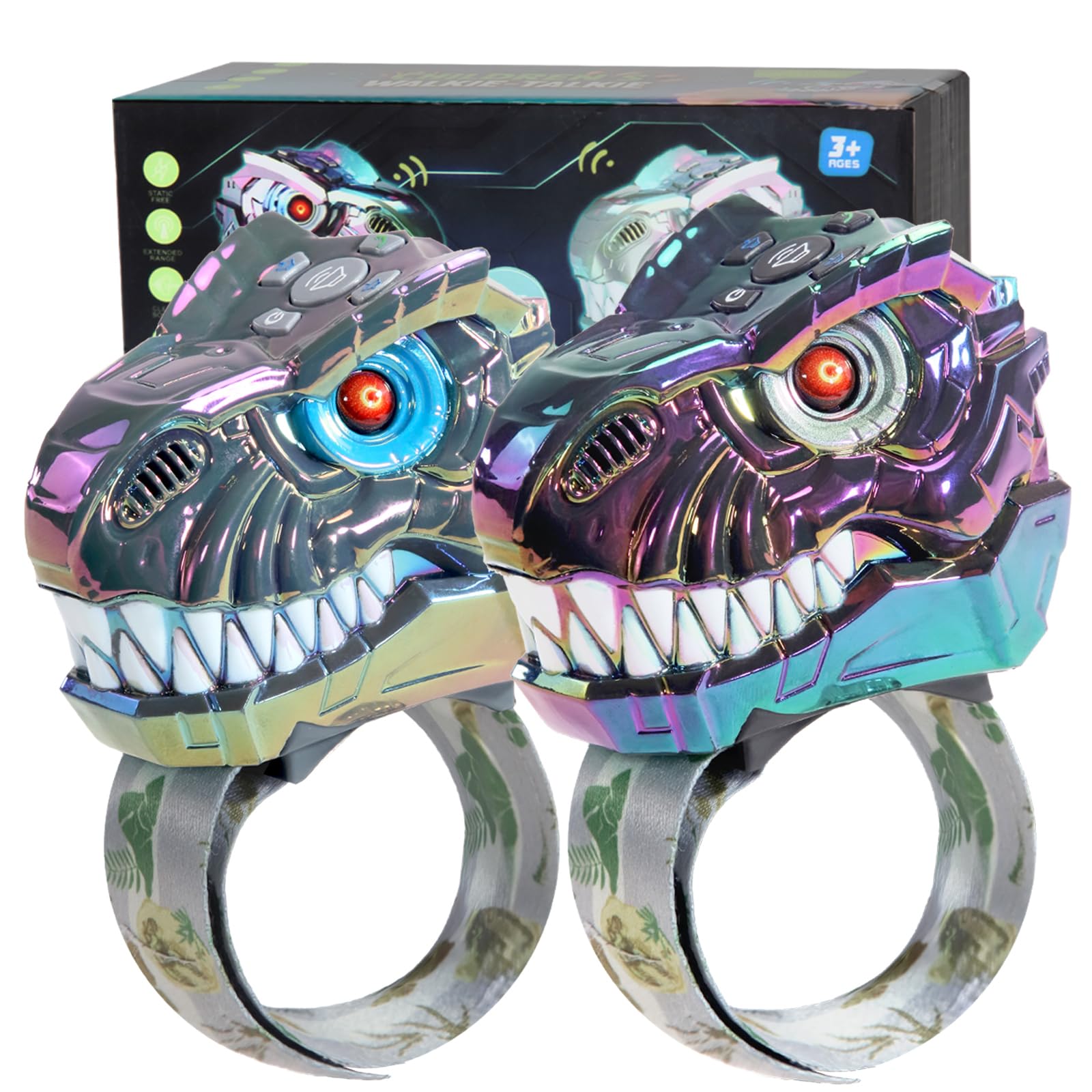 Dinosaur Kids Walkie Talkies Wrist 2 Pack Long Range, T-Rex Dinosaur Toys for Kids 3-5 5-7 8-12 Outdoor Camping 2 Way Radios Toys for Boys Girls Age, Christmas Birthday Party Gifts