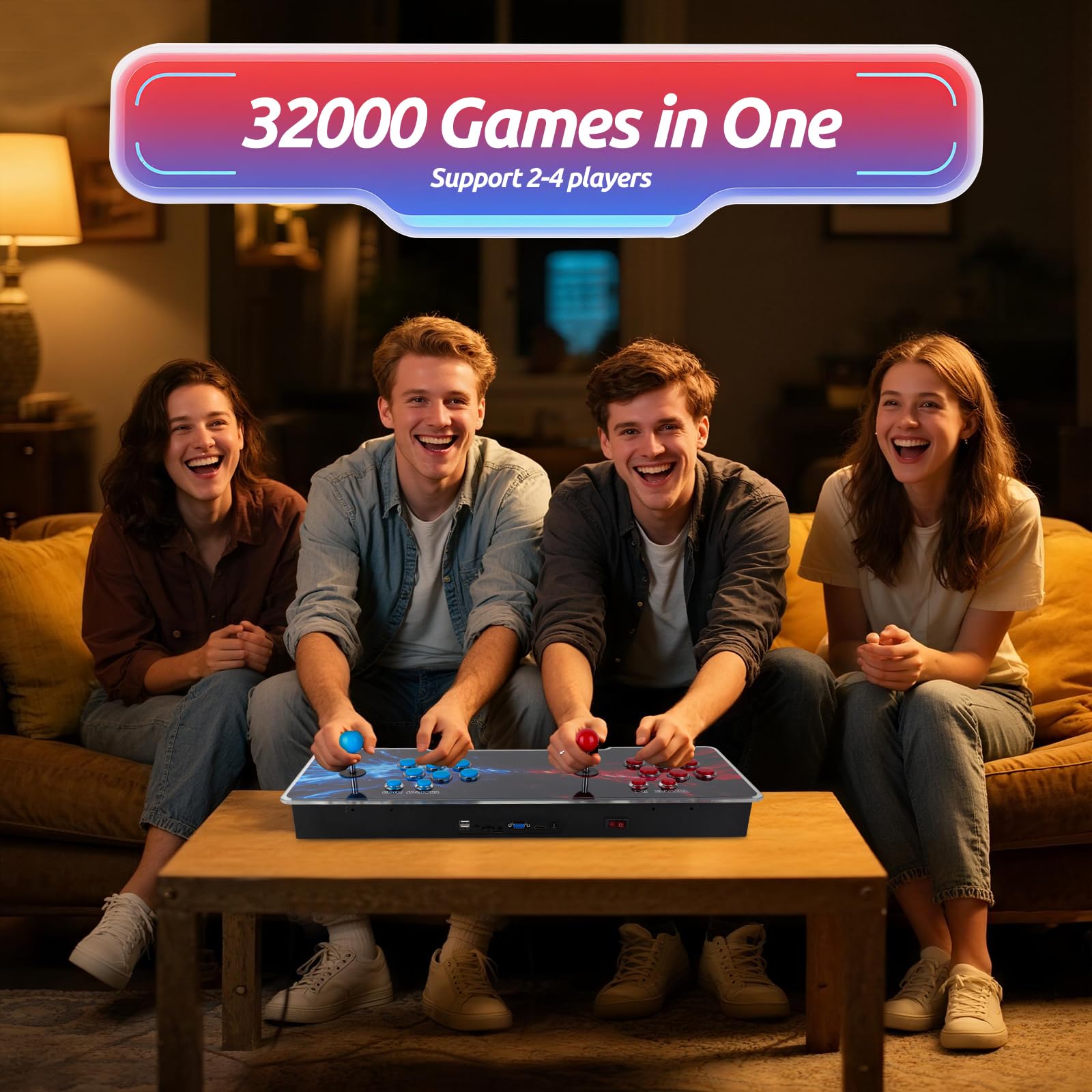Pandora Box Arcade Console con 32000 giochi in 1, 1280 x 720 Full HD Retro Gaming Machine per TV, monitor e proiettore, giochi 3D supporta 1-4 giocatori, funzioni di ricerca/salva/nascondi/pausa