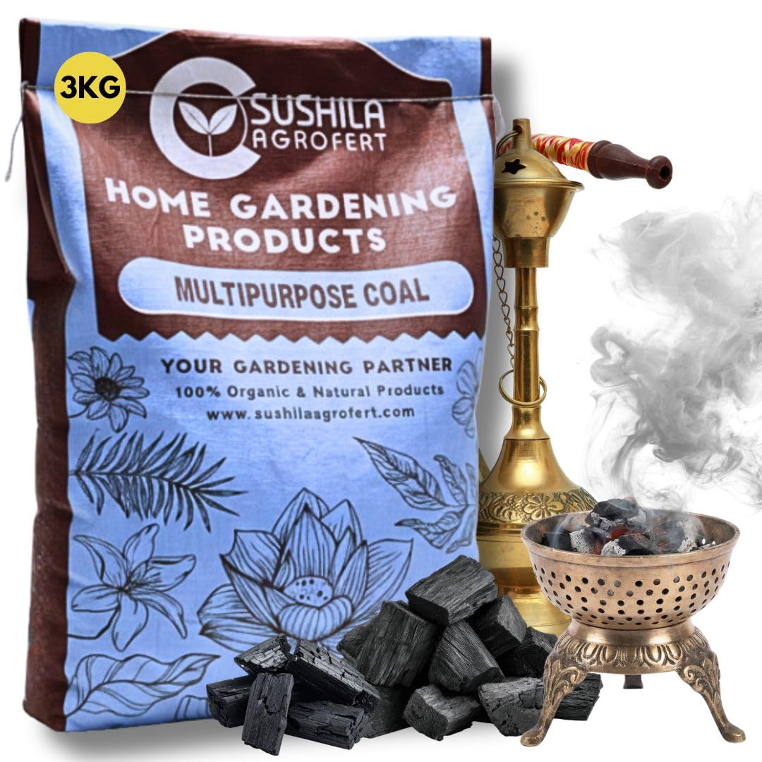Sushila Agrofert Multipurpose Long Burning Charcoal for Grilling Barbecuing Pooja and Dhoop and Soil Amendment, Organic Home Garding Products-3Kg-image-20