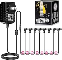 Vista 1 de Guitar Power Supply AC Wall Charger Adapter 9V DC 1A 1000mA Tip Negative 8 Way Daisy Chain Pedal Cables for Most Guitar Effect Pedals
