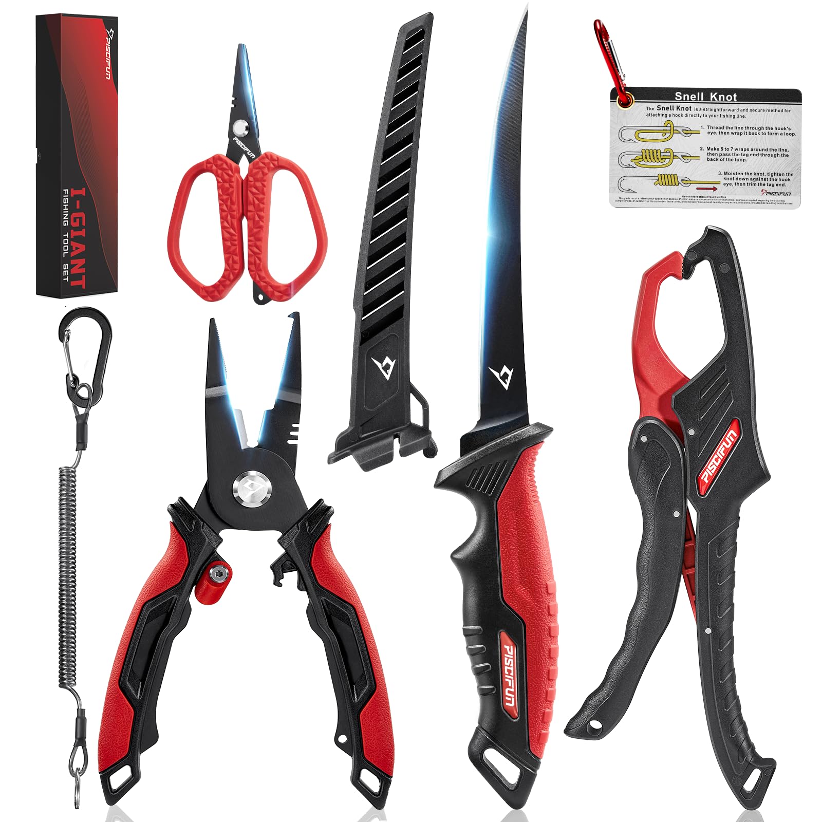 Piscifun 2pcs and 6pcs Fishing Tool Kit, Pliers and Fish Gripper