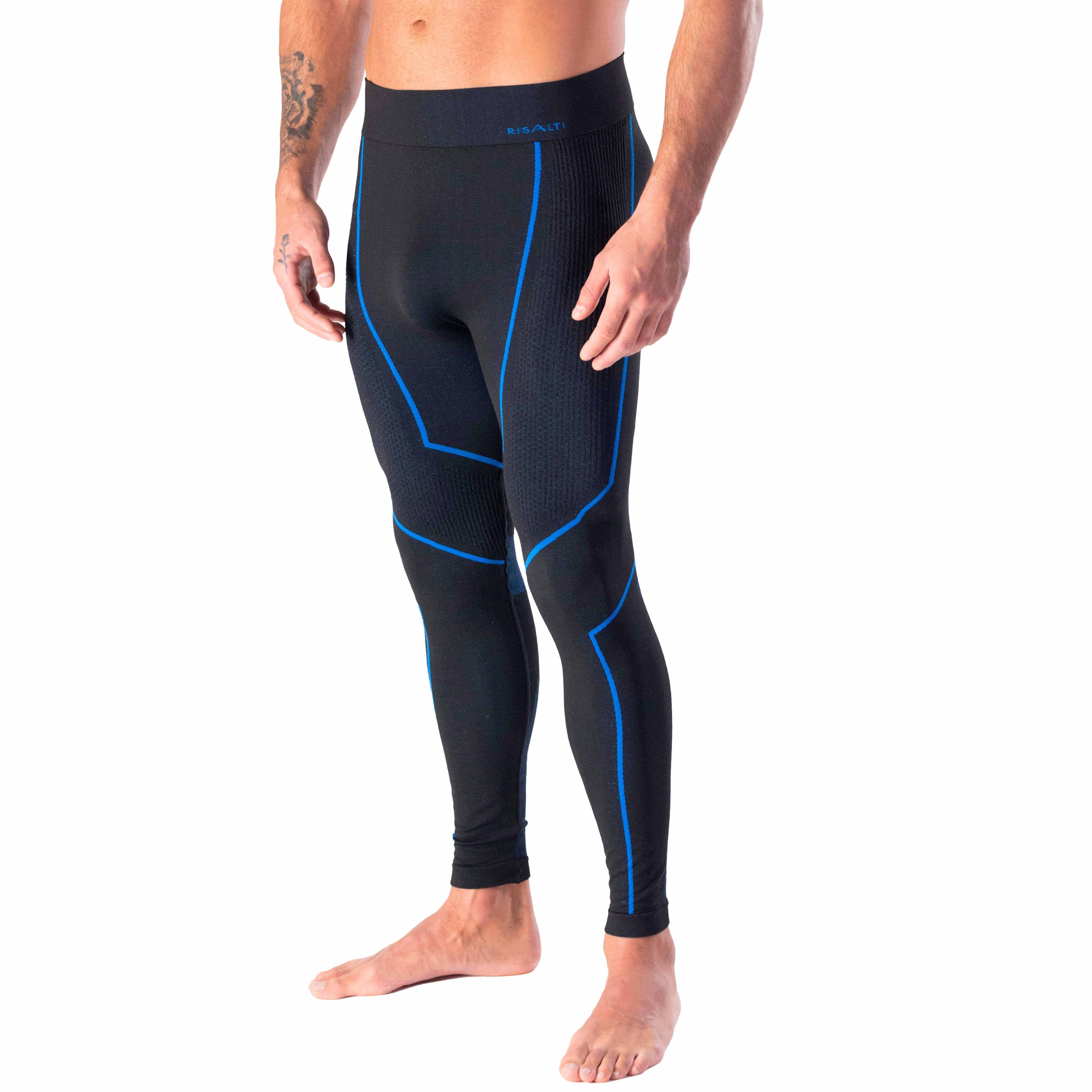 Risalti Calzamaglia Termica Uomo Merino Tech - Pantaloni Termici Uomo a Compressione in Lana Merino, Calzamaglia Uomo, Intimo Termico Uomo Invernale - Senza Cuciture - Made in Italy