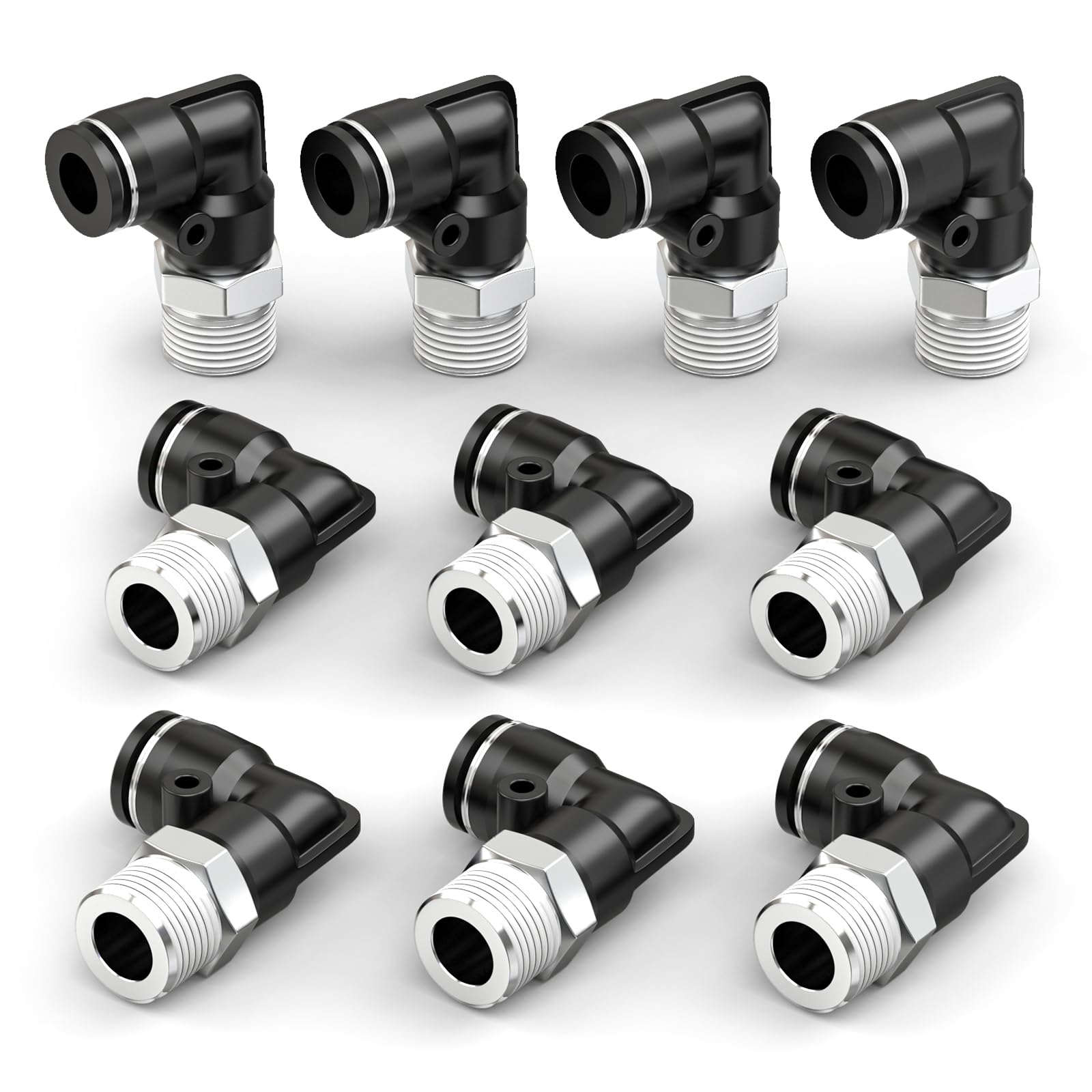 10 piezas azul de 10 mm de diámetro exterior en T de 3 vías empujar para conectar neumáticos accesorios (PE-10) — view 10