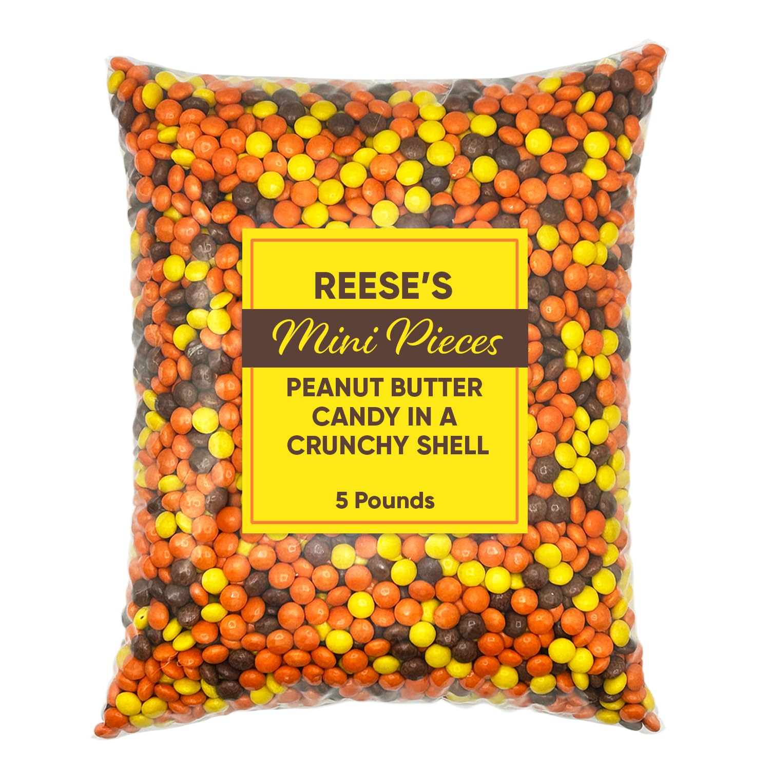 Reeces Pieces Peanut Butter Candy in a Crunchy Shell 5 Pounds - Candy For Kids Melting Chocolate Reeces Pieces in Crunchy Shell - Melting Chocolate Reeces Pieces Candy Melts - Crunchy Peanut Reeces Pieces Chocolate Cookie