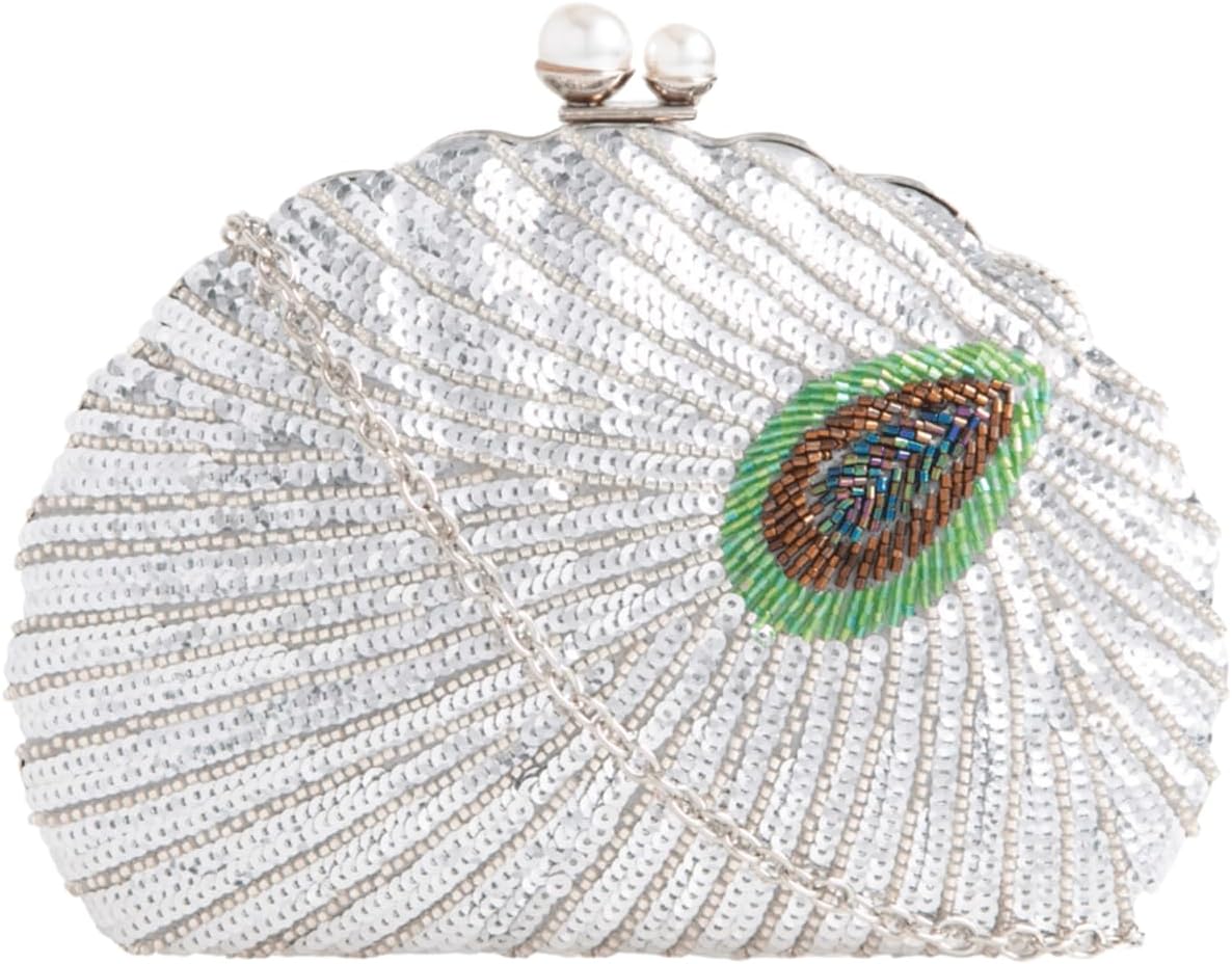 Girly HandBags Womens Sequins Peacock Tail Clutch Bag