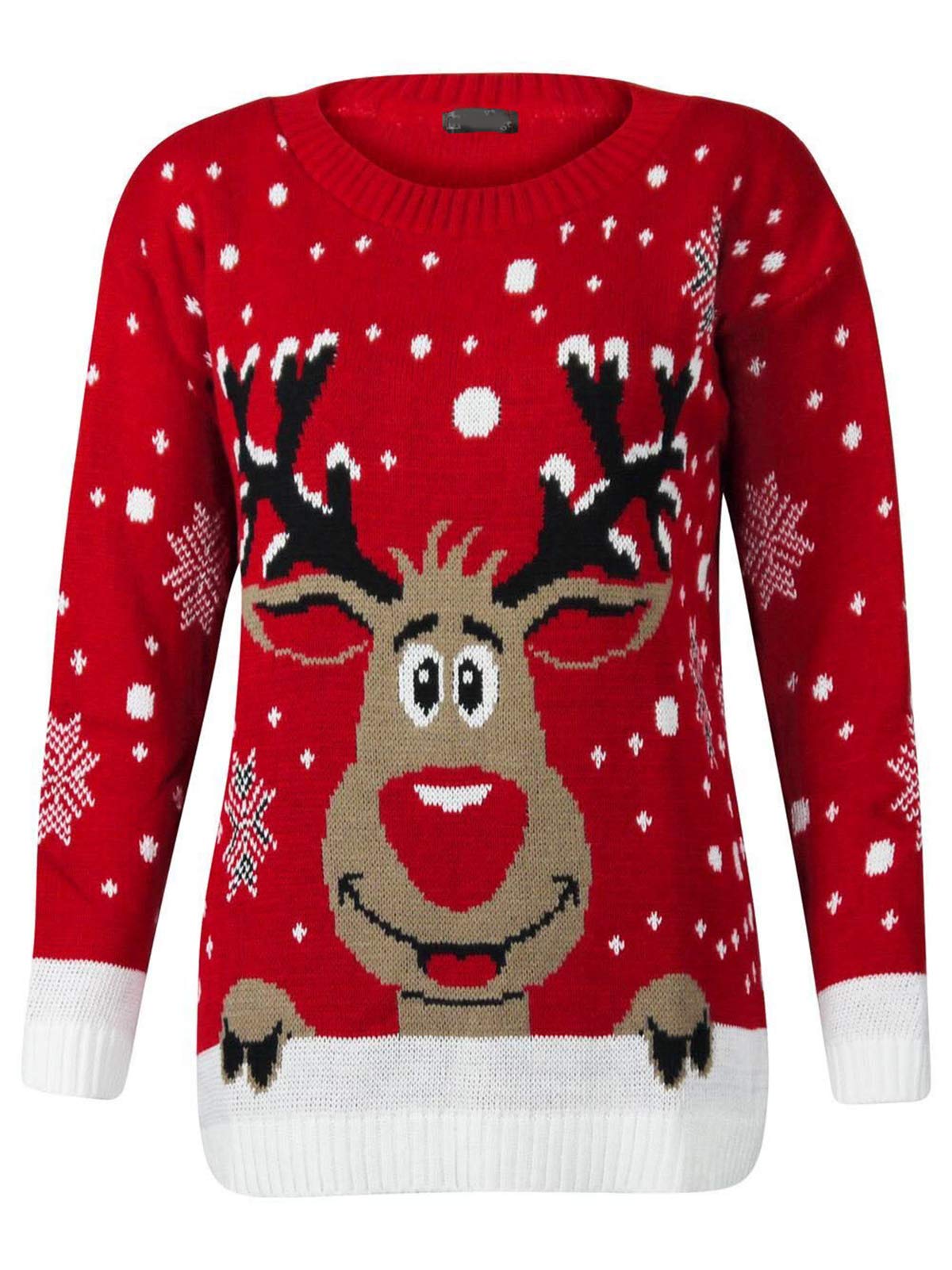 LoxdonzUnisex Kids Christmas Sweater Girls Rudolph Reindeer Print Snowflake Novelty Christmas Jumper