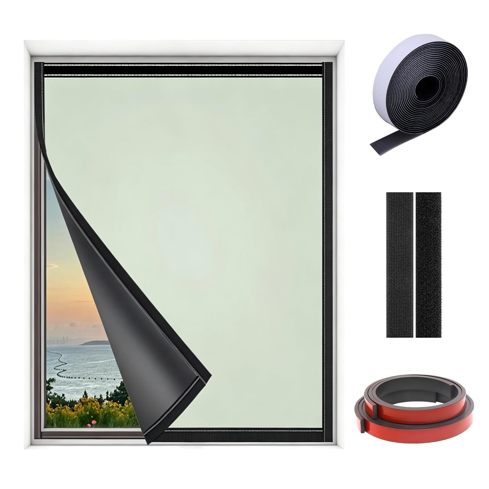 Blackout Curtains For Bedroom, 90x120cm Magnetic Blackout Shades, 100% Black Out Waterproof Window Curtains With Hook & Loop Strips For Any Window Frames(Magnetic Green,160x200cm)