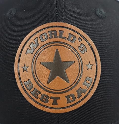 Miniatura 2 de World Best Dad Ever - Gorra de béisbol con parche de cuero, ajustable bordado, de algodón lavado, para el Día del Padre