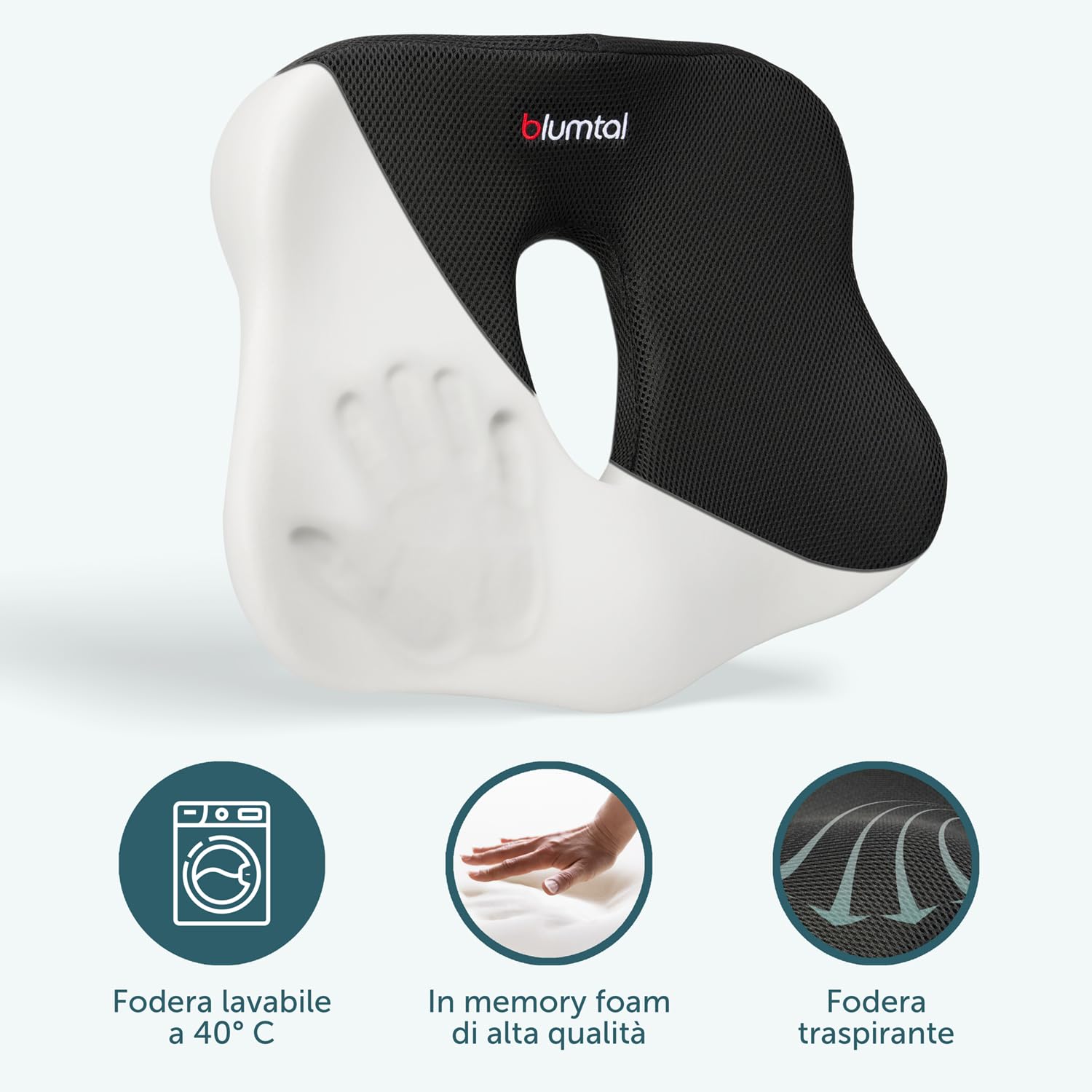Blumtal Cuscino Sedia Ufficio - Ciambella per Sedile Auto - Supporto Rotondo con Buco - Anello Imbottito - Seduta Comoda