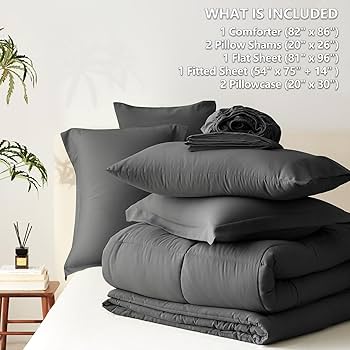 Amazon.com: CozyLux Dark Grey Full Size Comforter Sets with