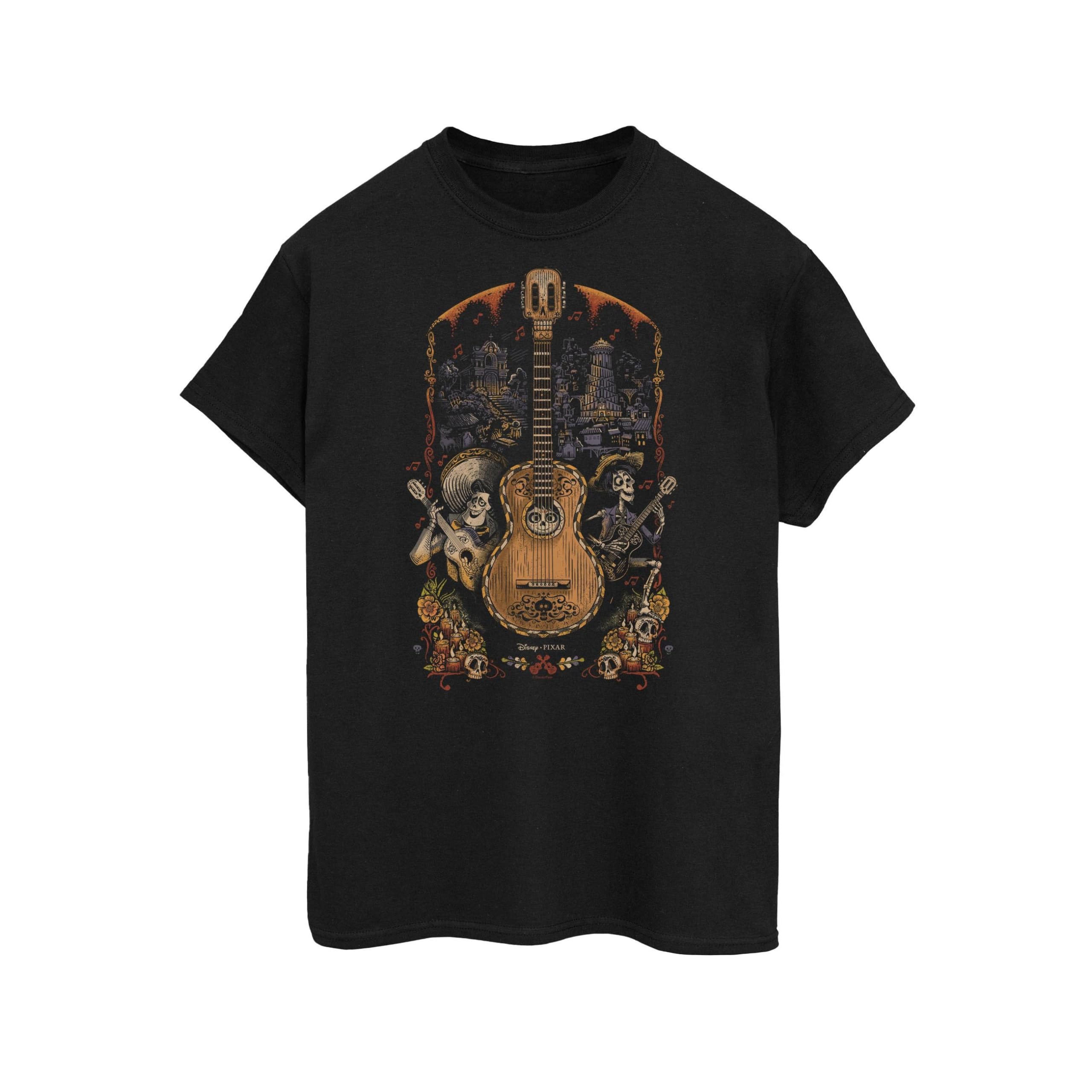 Disney Men's Black Coco Skull Pattern T-Shirt Medium