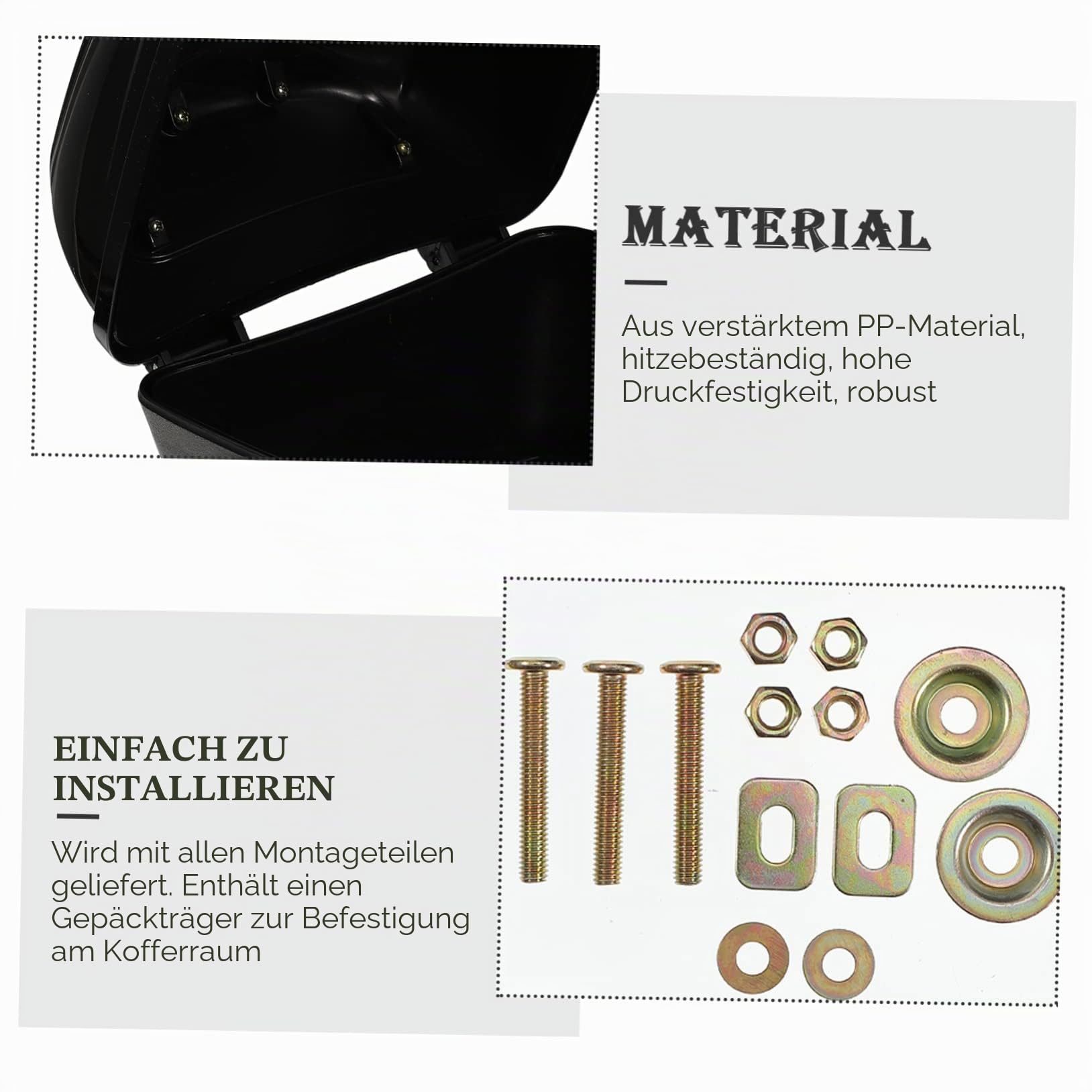 Motorrad Hecktasche Schwarz aus Pp mit Montagesatz