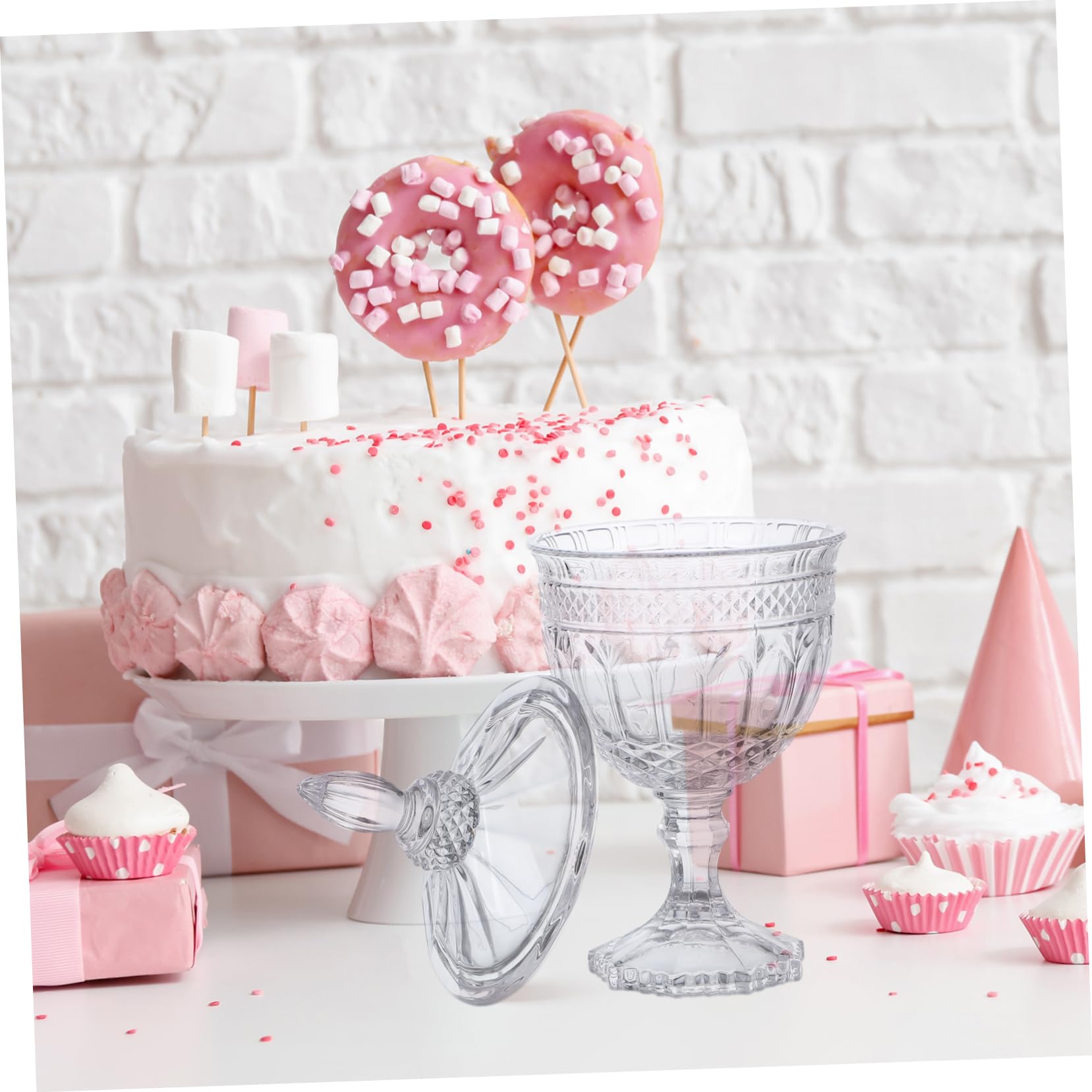 LABRIMP Bonbonnière en Verre Couvercle, Bocal de Rangement Décoratif Style Européen, pour Bonbons et Snacks et Mariage Décoration Intérieure