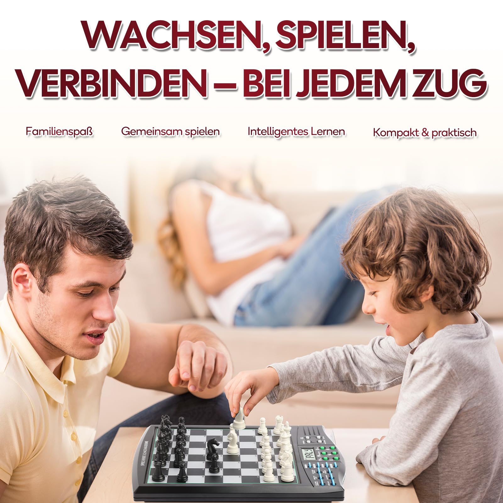 Elektronischer Schachcomputer mit Sprachtrainer & KI – Magnetisches Schachbrett mit Interaktivem Lernsystem – Für Anfänger, Fortgeschrittene, Kinder & Erwachsene (Deutsch)
