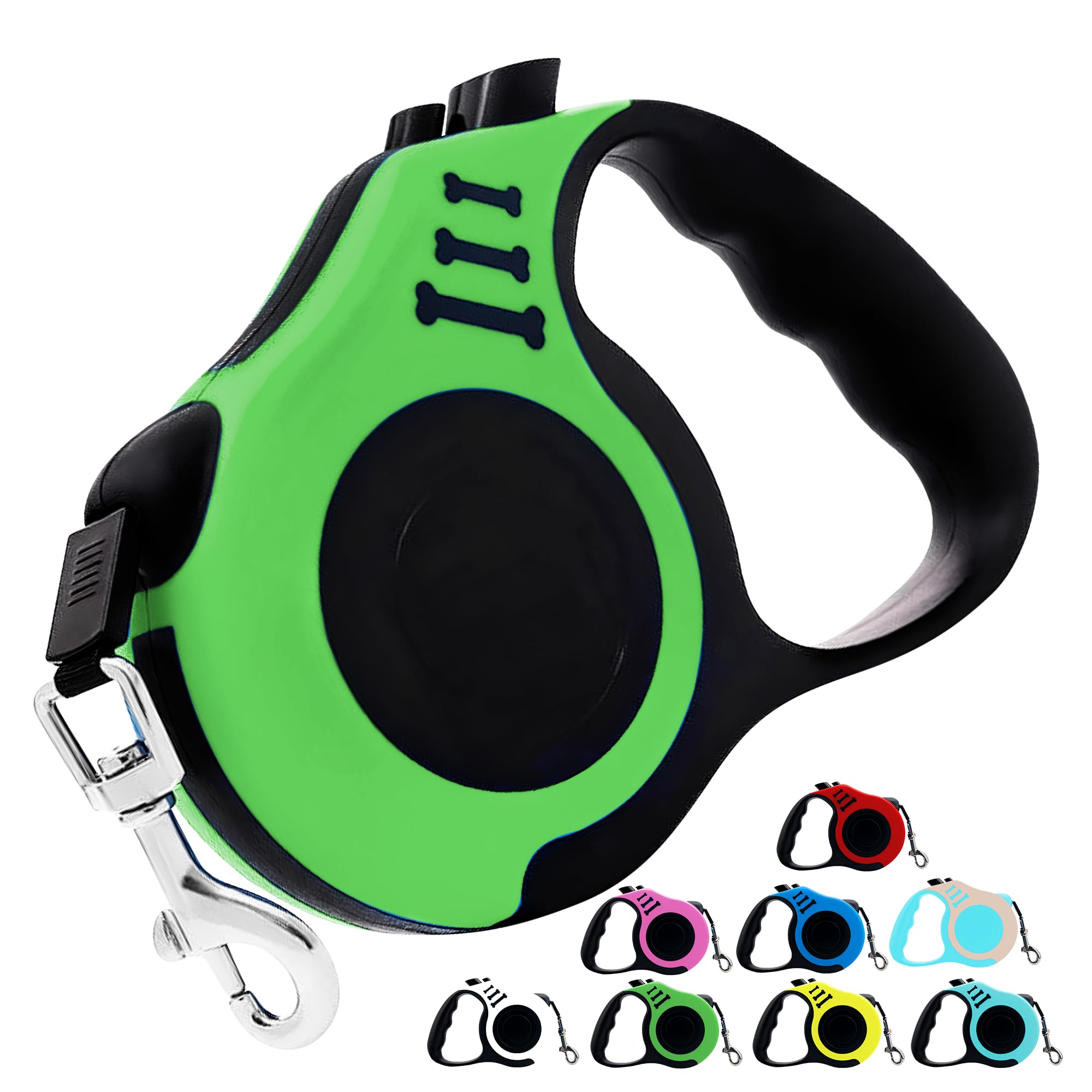 D&S Global Retractable Dog Lead 5m / Dog Leash, Heavy Duty No-Tangle Extendable Nylon Tape, for Small & Medium Dogs (Green)