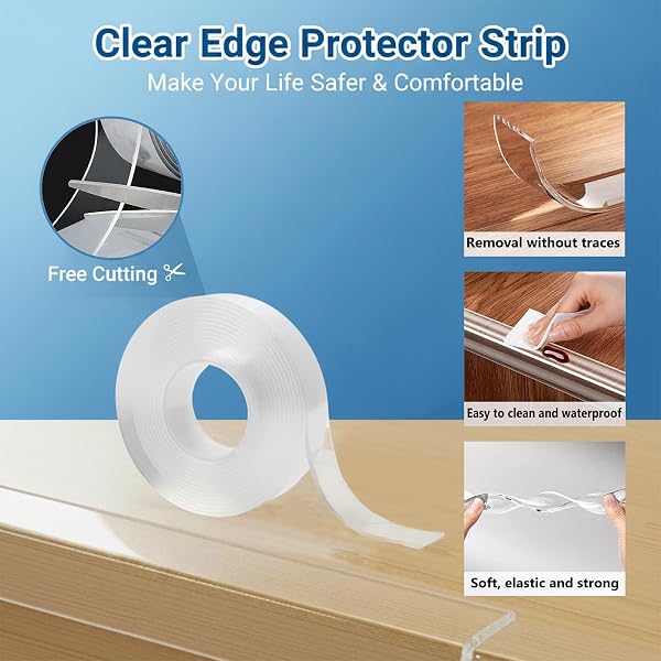 2 Rolls Corner Protectors for Baby, 9.8ft Edge Table Corner Protector, Transparent Furniture Cabinet Guards for Kids Child Safety - 4