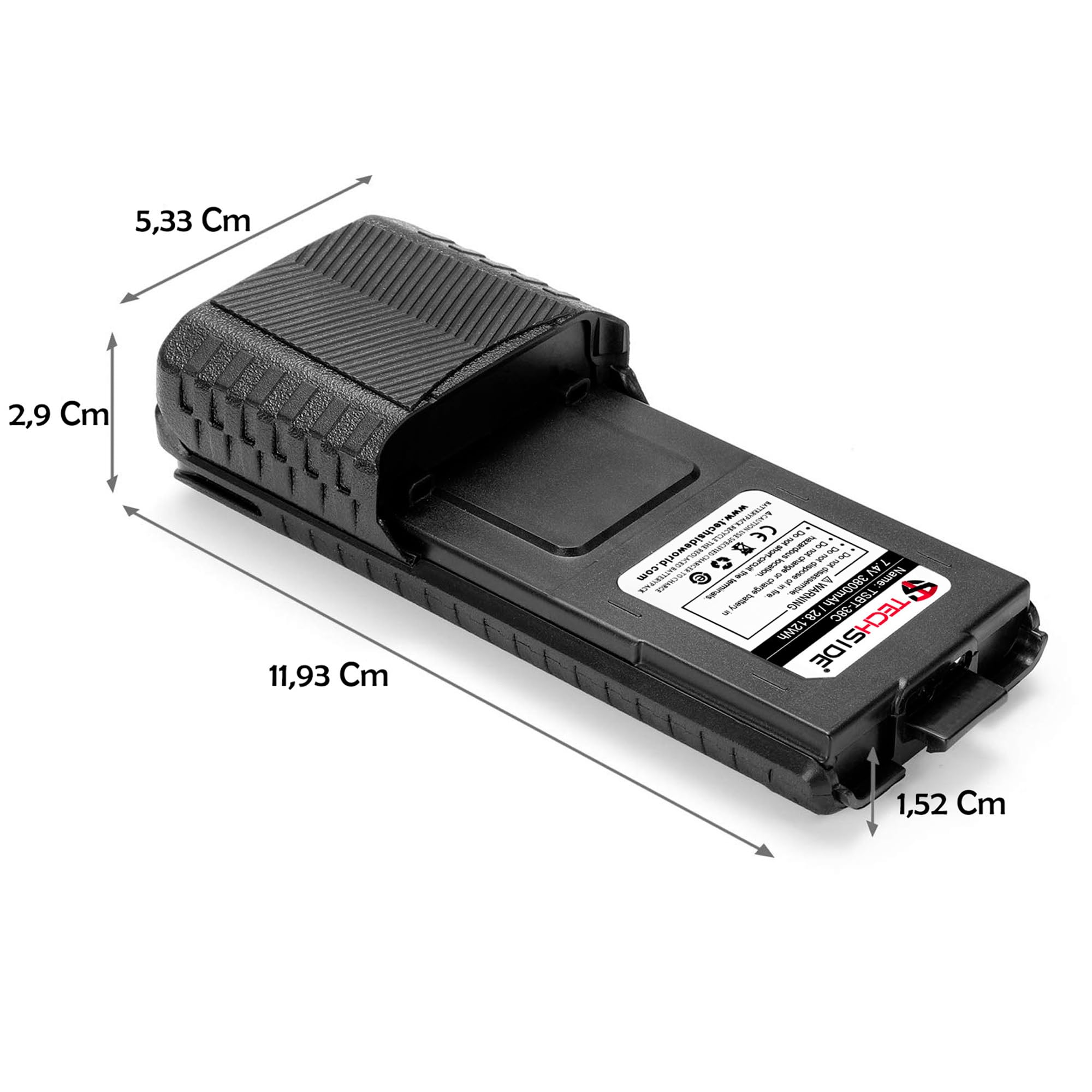 TechSide TSBT-38C Batteria maggiorata 3800mAh ricaricabile USB C compatibile con TI-F8+ TS-T9+ UV-5R