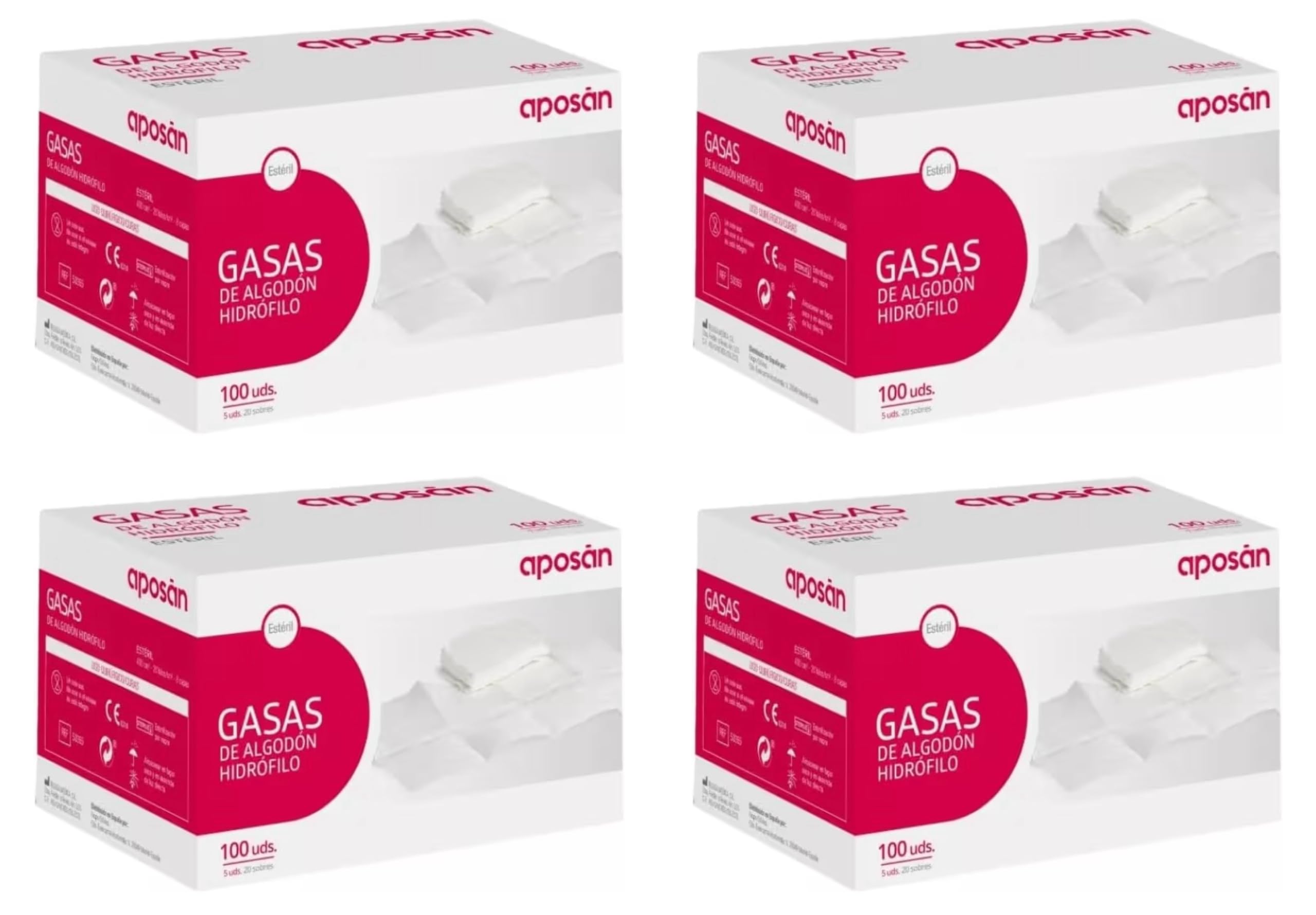 Gasas Estériles de Algodón Hidrófilo 400 unds