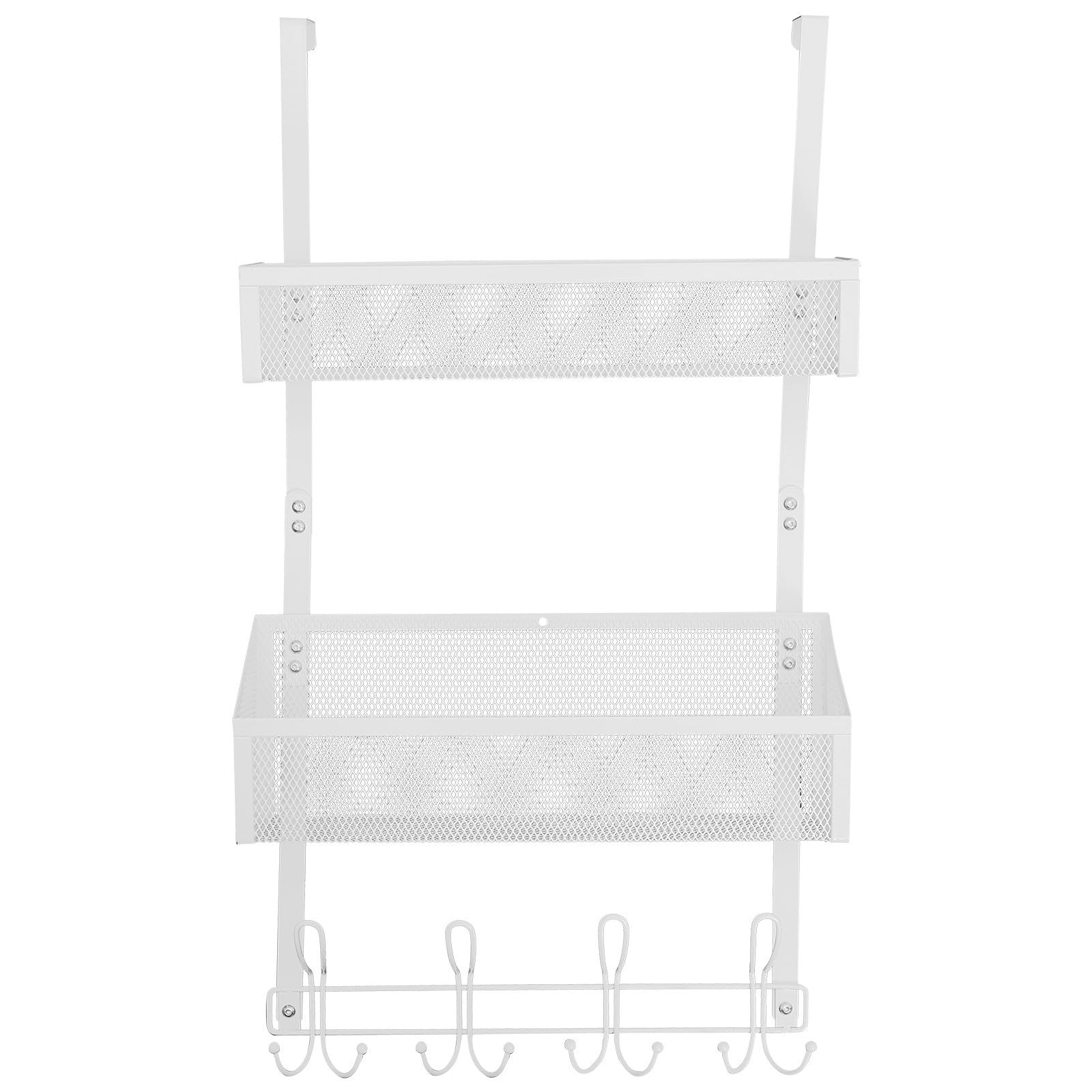 Panier de Rangement Blanc en Fer, Derrière la Porte, Double Couche