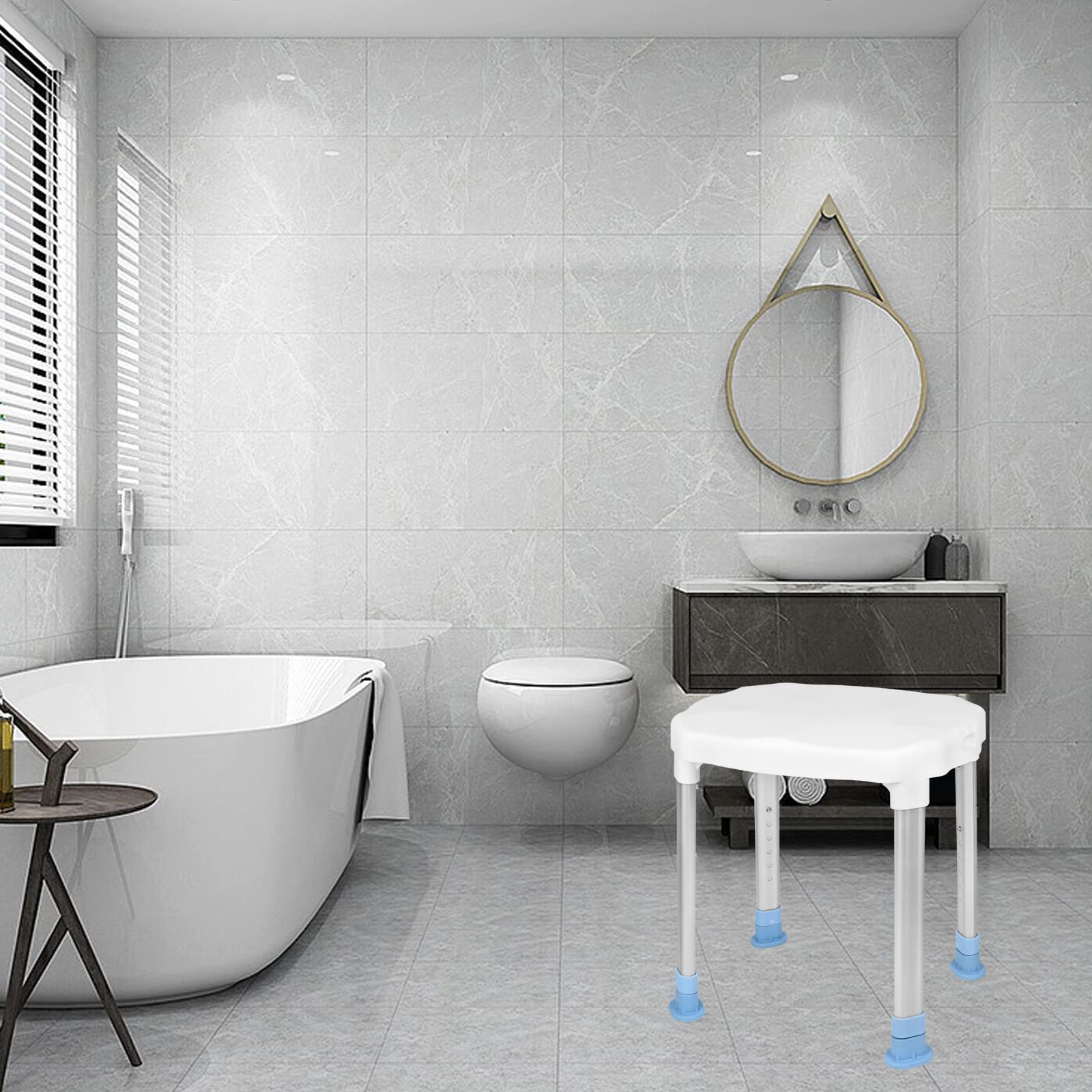 Tabouret de douche, chaise de douche pour personnes âgées, hauteur réglable 74-90 cm, rehausseur de siège de toilette, pieds antidérapants, siège de baignoire, type 11