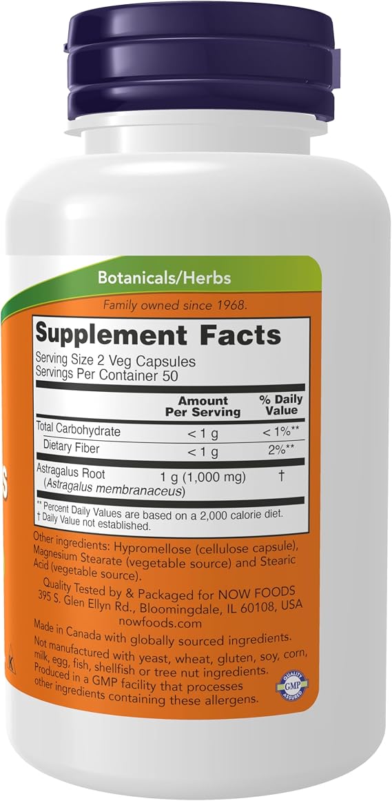 NOW Foods Supplements, Astragalus (Astragalus membranaceus) 500 mg, Immune System Support*, 100 Capsules