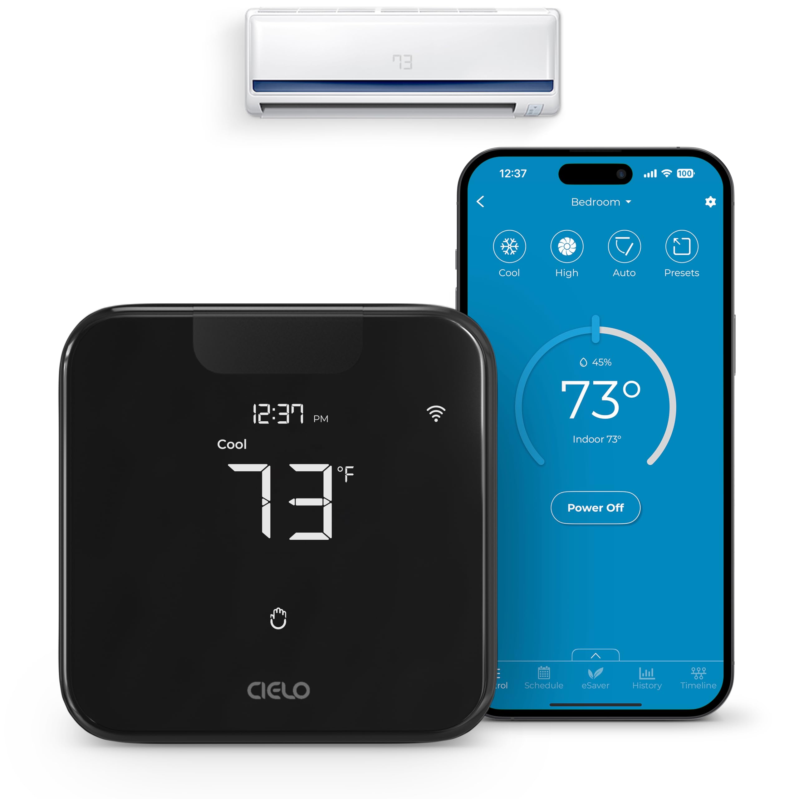 Breez Max Smart AC Controller | AHR Product of the Year WiFi Thermostat for Mini-Split, Window, Portable AC/Heat Pump | AI-Based Tech | Free App, No Subscription | Alexa, Google, IFTTT etc. (Black)