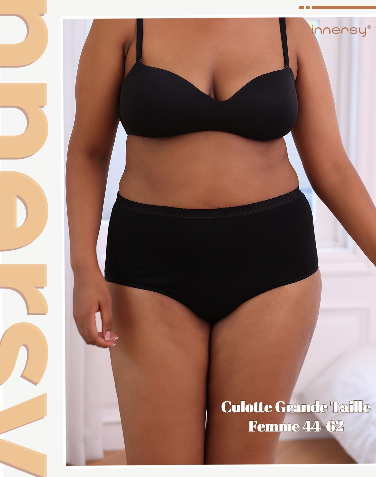 INNERSY Culotte Grande Taille Confort Slip Femme Coton Doux Shorty Taille Haute 44-62 Lot de 5