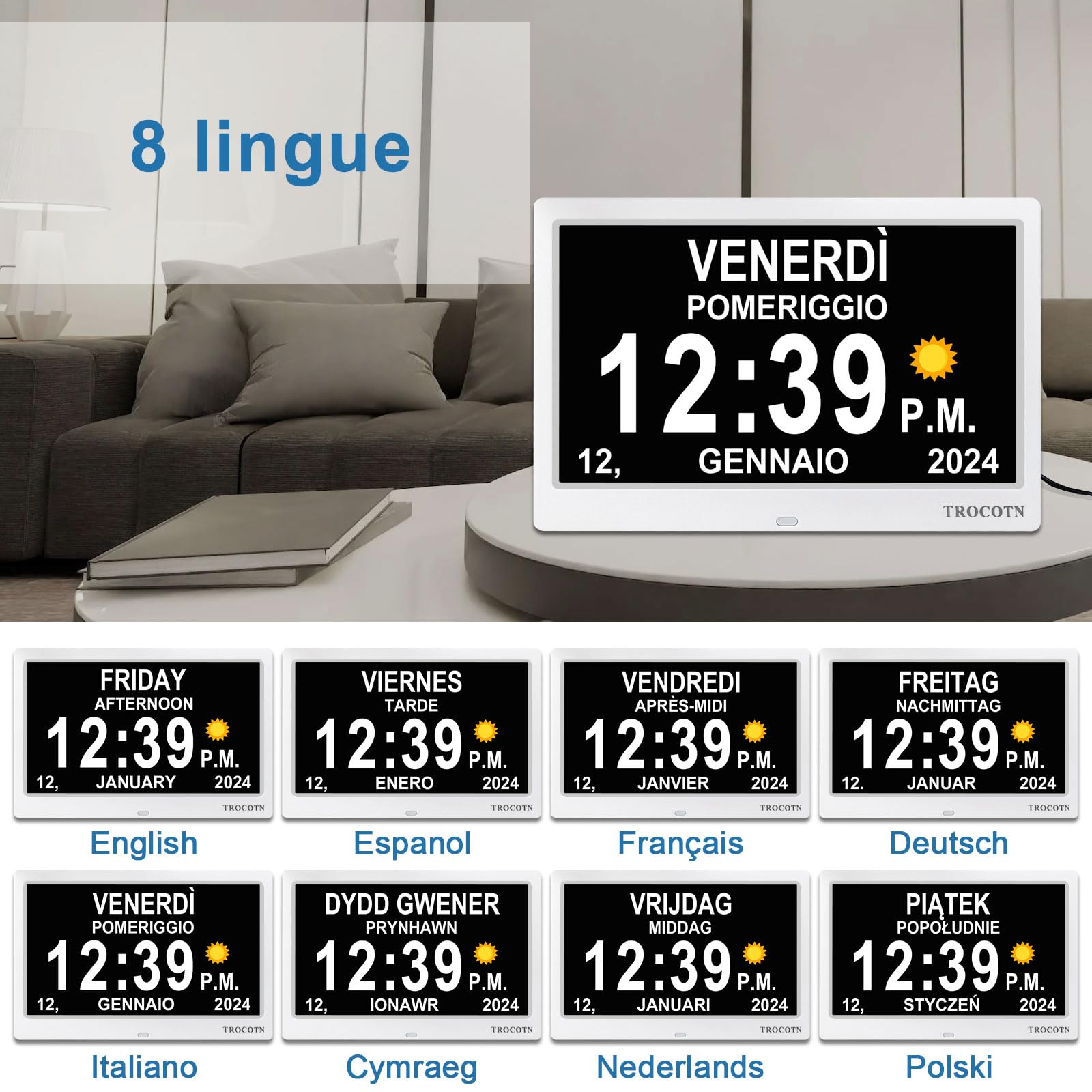 AMERICAN LIFETIME Orologio Digitale Per Anziani, Grande Orologio Digitale 2024 Con Sveglie Con Display Grande 841130