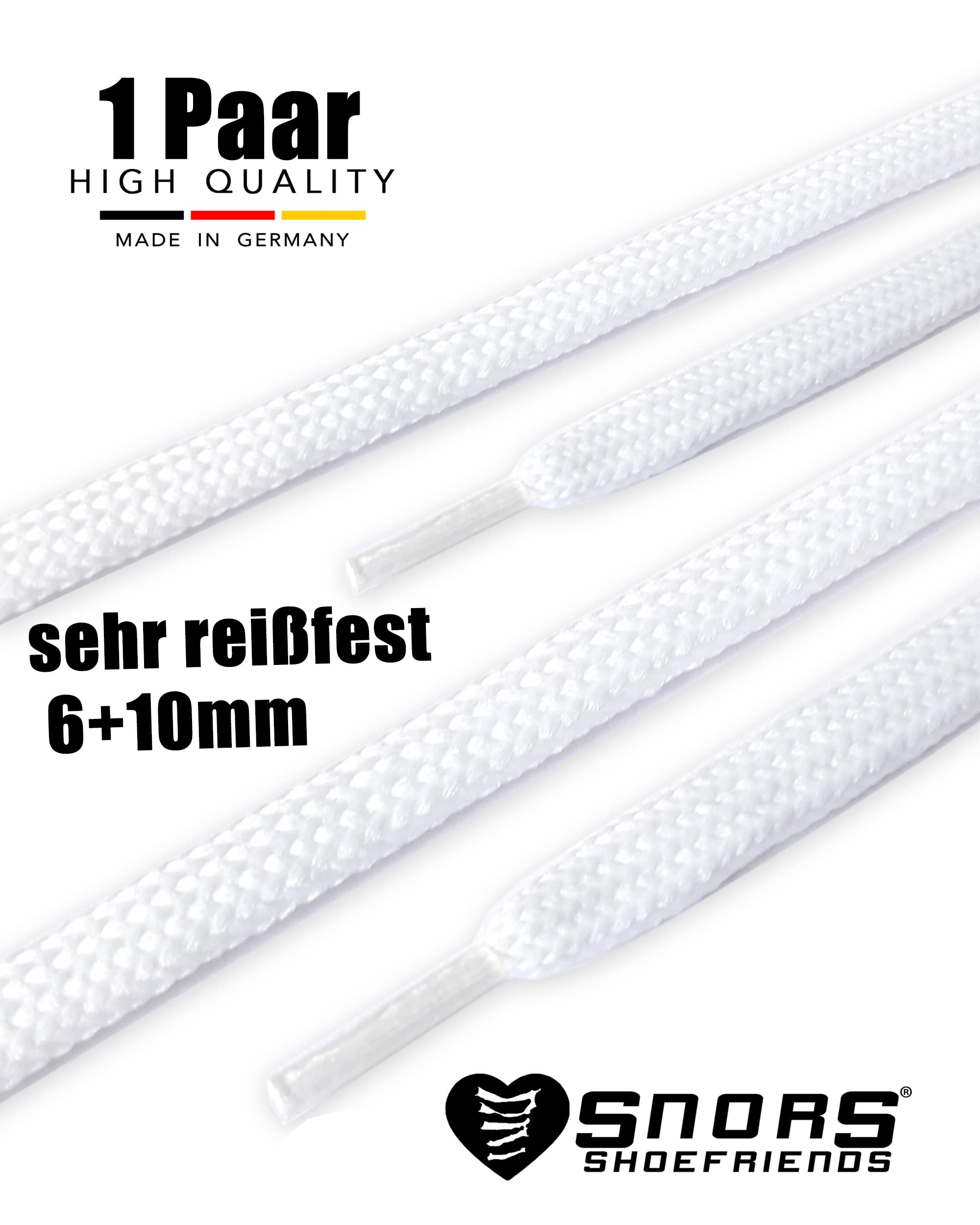 SNORS SCHNÜRSENKEL flach 34 Farben,6+10mm breit, reißfest, waschbar, Made in Germany, universelle Schuhbänder aus Polyester für Sportschuhe Sneaker Turnschuhe und Kinderschuhe - ÖkoTex - 2