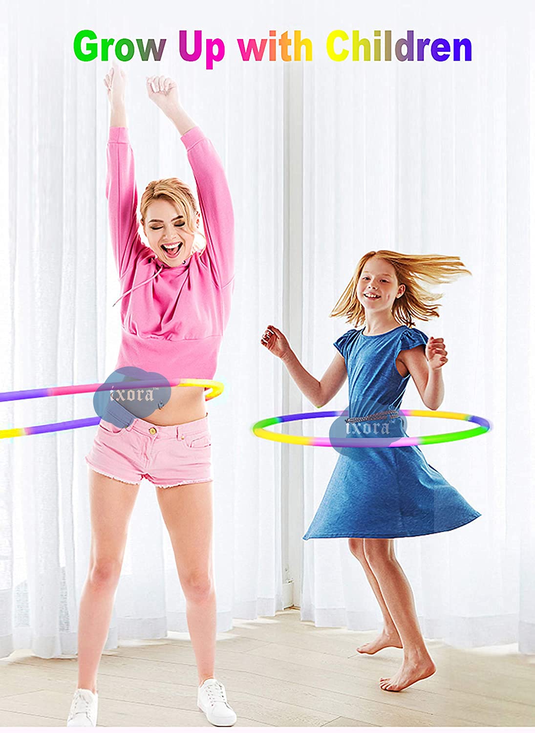 Ixora Hula Hoop Toys, Detachable and Adjustable Fitness Exercise Ring Toys for Kids, pet Training Skill Development Ideal Indoor and Outdoor Gymnastics Toys for Boys and Girls (Big) (Small) 4