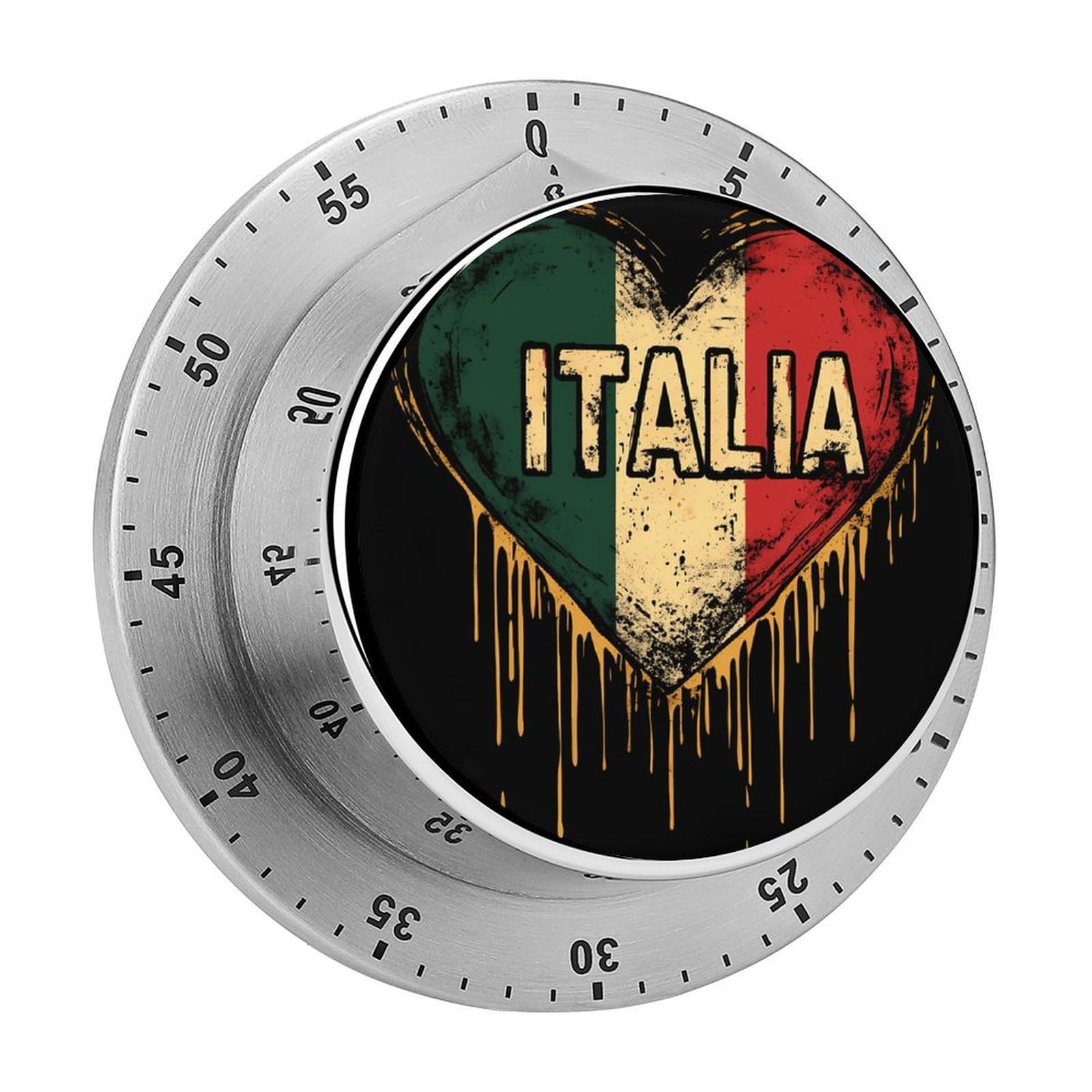 Italian Flag Vintage Italy Love Flow Magnetic Timer for Kitchen Cooking Productivity Stainless Steel Timers with Alarm