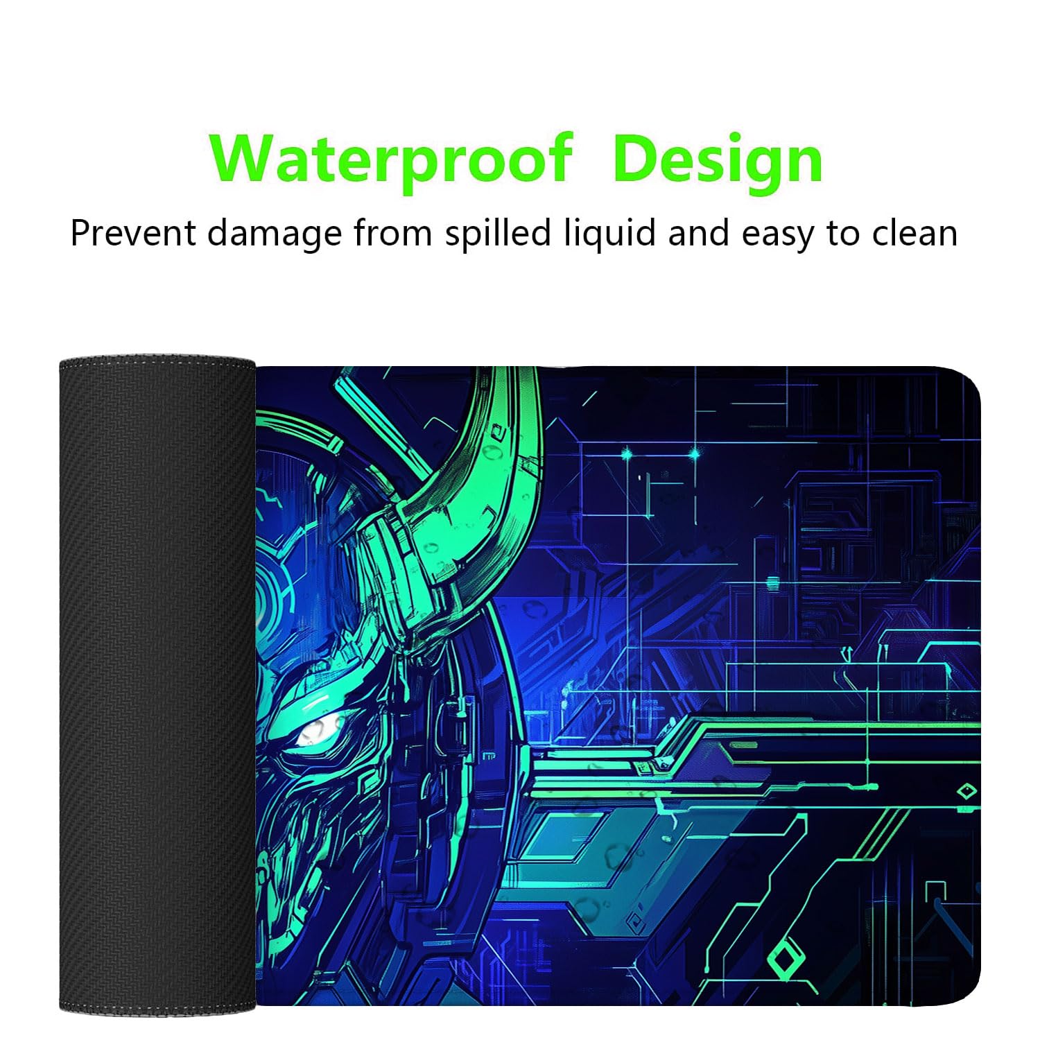 Alfombrilla de escritorio con máscara de samurái japonés, máscara de fantasía futurista, alfombrilla de mouse XL, alfombrilla de mouse grande extendida para teclado para laptop, alfombrilla de