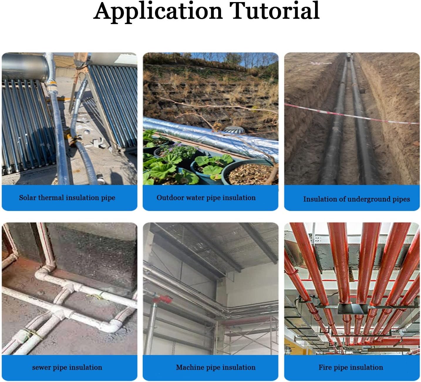 Frost Protection Insulation Tube, Self-Adhesive Pipe Insulation Foam, Aluminum Foil Rubber Insulation Pipe, Length 0.95m,for Air Conditioning, Kitchen Fan Flame-Retardant Thermal ( )