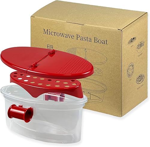 MOCHEE Barco de pasta para microondas con colador para pasta, arroz, verduras, pollo
