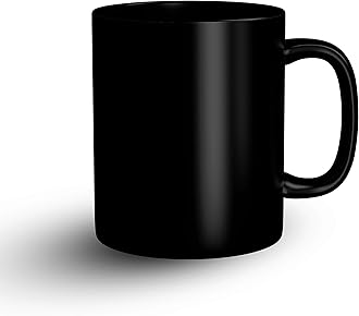 Ohio Plain Black Ceramic Coffee Mugs for Daily Use Microwave Safe Cylindrical, 325ml