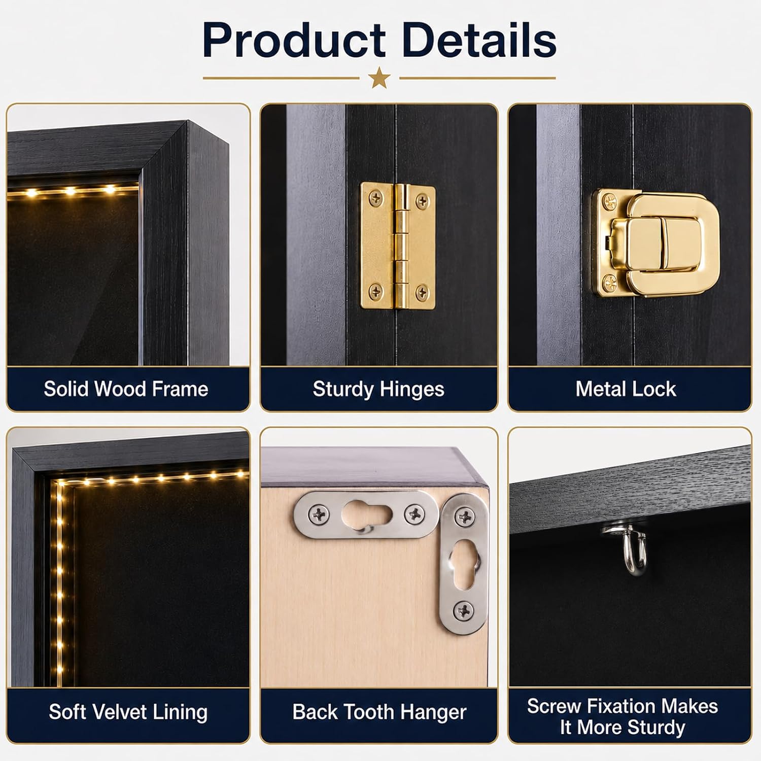 Extra Large Military Uniform Shadow Box with LED Lights,Memorabilia Military Uniform Display Case with 98% UV Protection Acrylic Door,for Preserving Military,Police,Air Force,36x24.5 inch