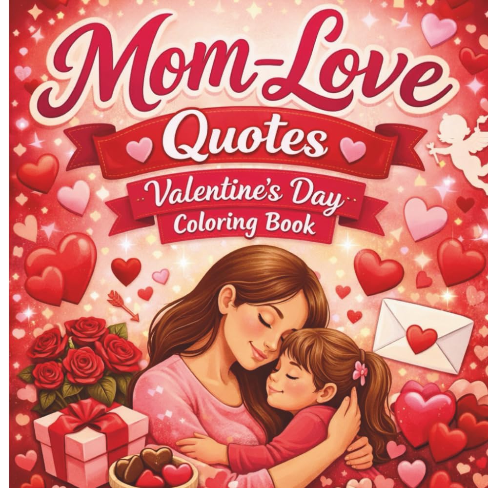Mom-Love Quotes Valentine Day Coloring Book