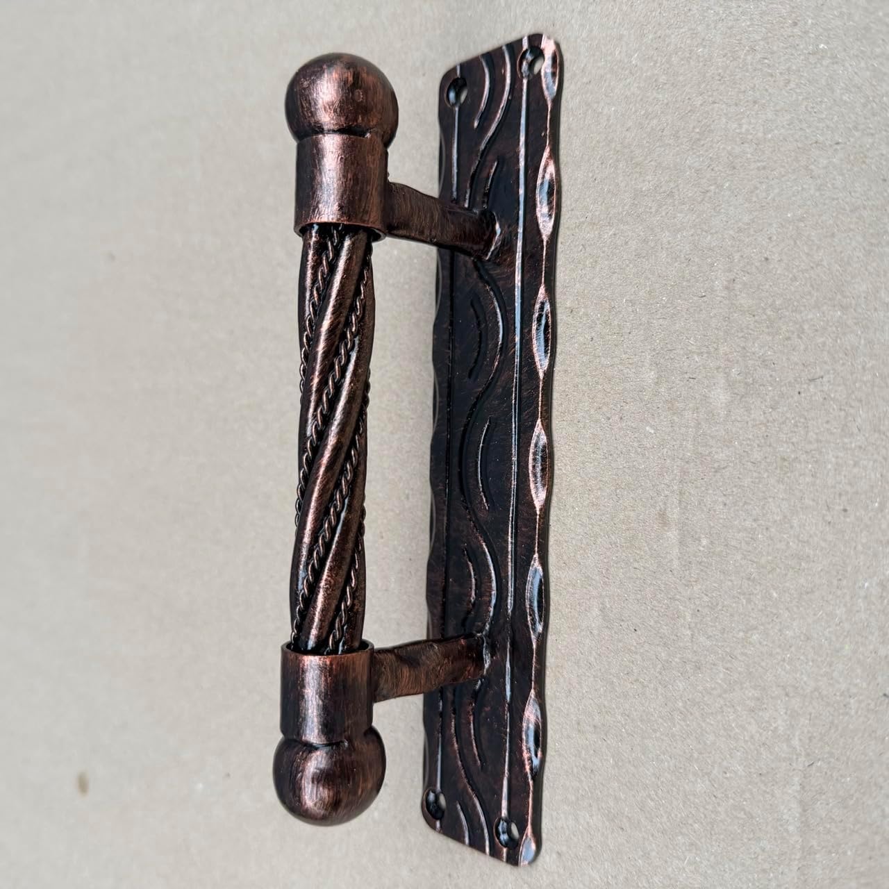 Hand Forged Iron Door Pull 8.27 inch Copper Finish
