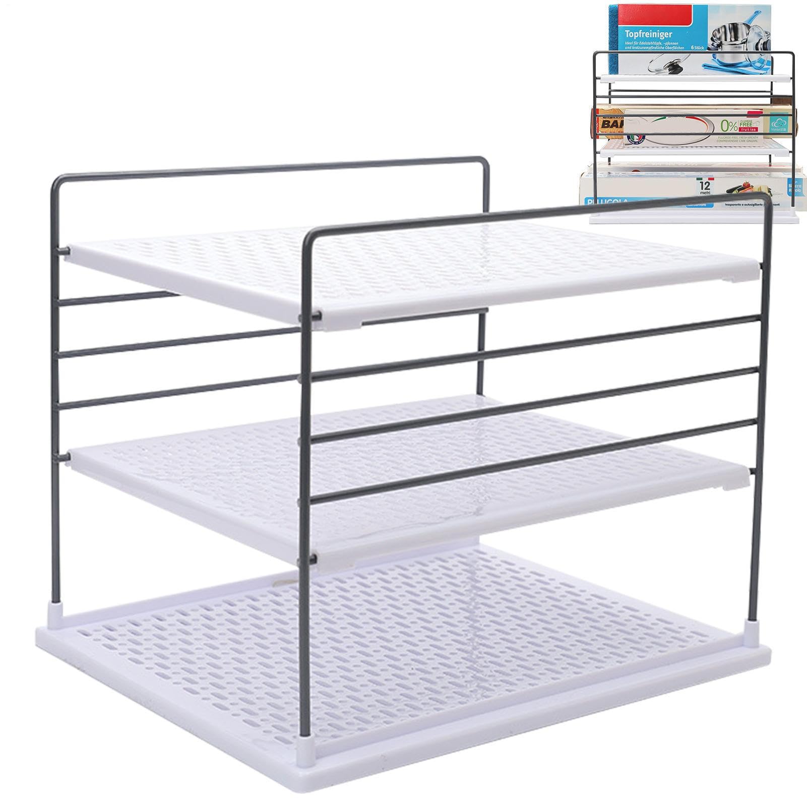Estante de encimera de cocina de 3 niveles para organizar botes de especias y alimentos